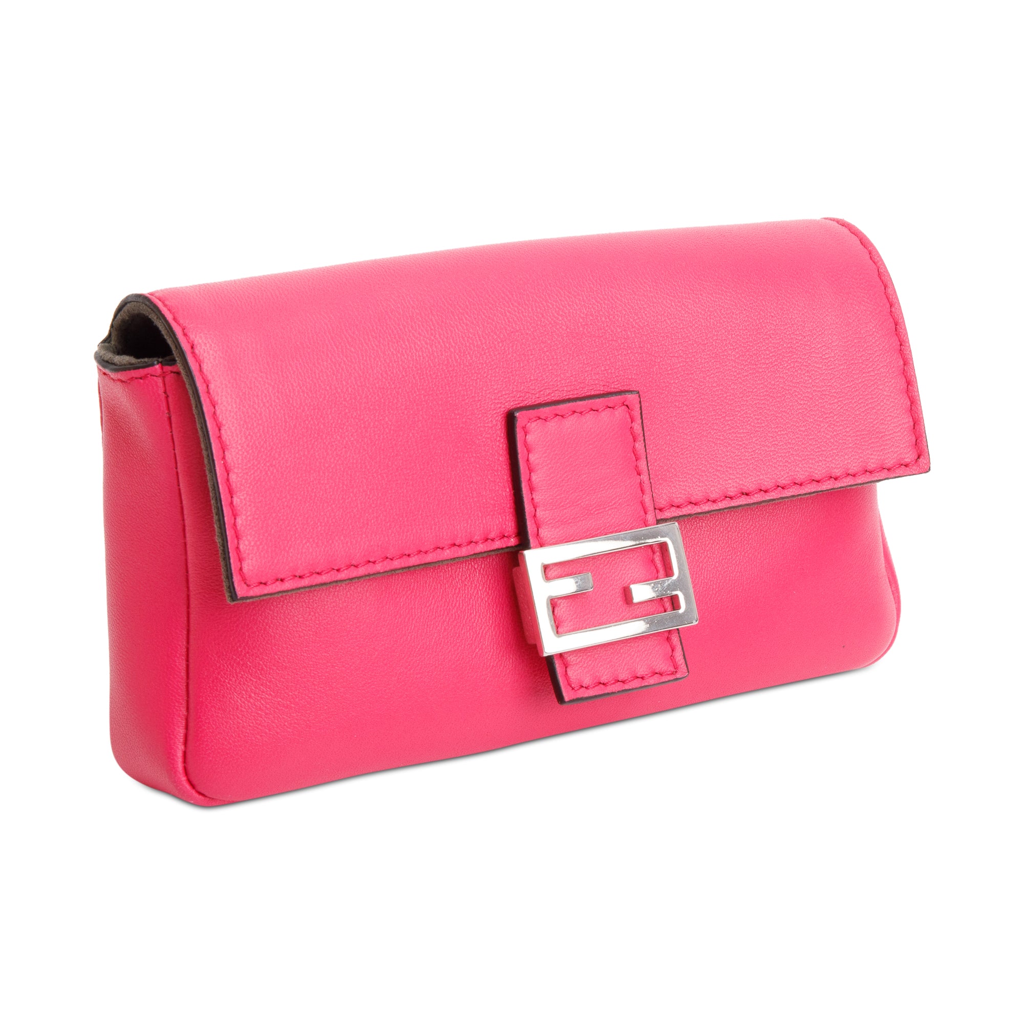 Fendi Pink Calfskin Leather Micro Baguette Bag w/ Box