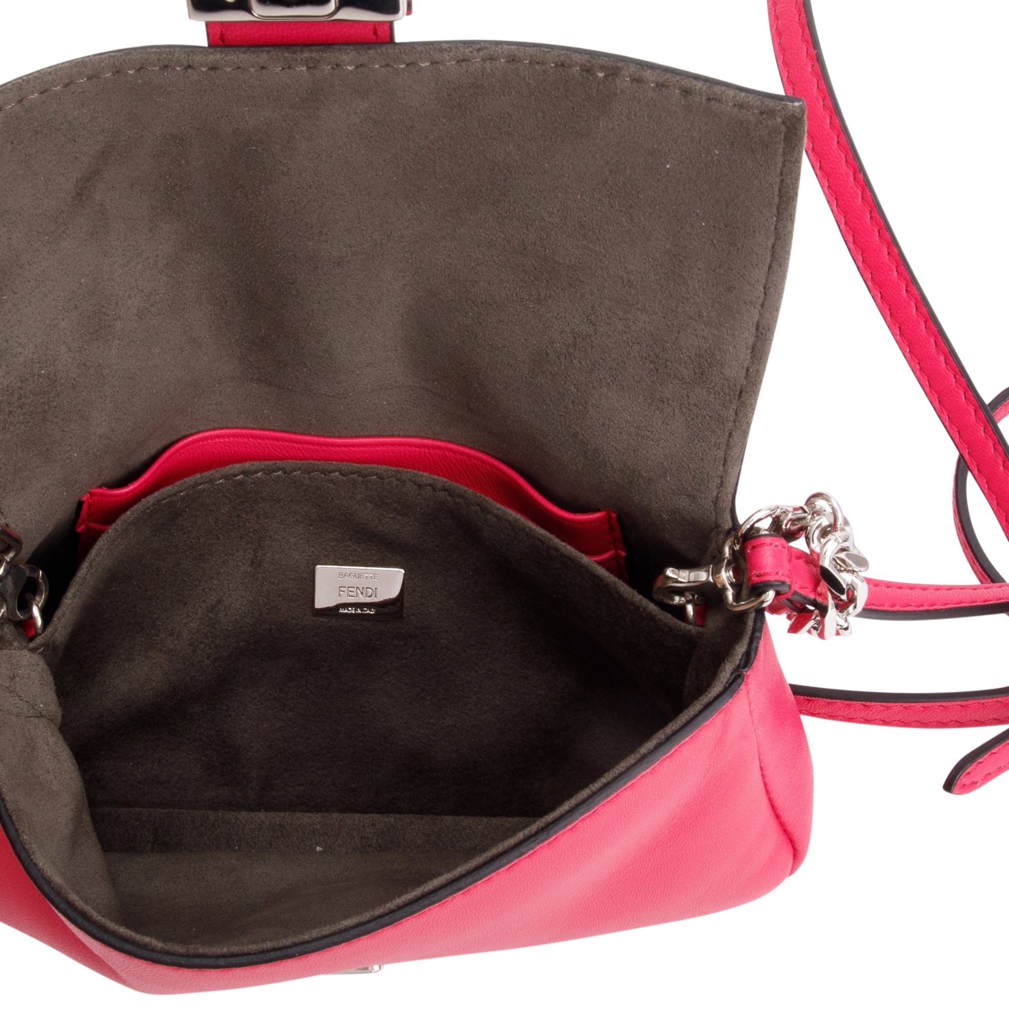 Fendi Pink Calfskin Leather Micro Baguette Bag w/ Box