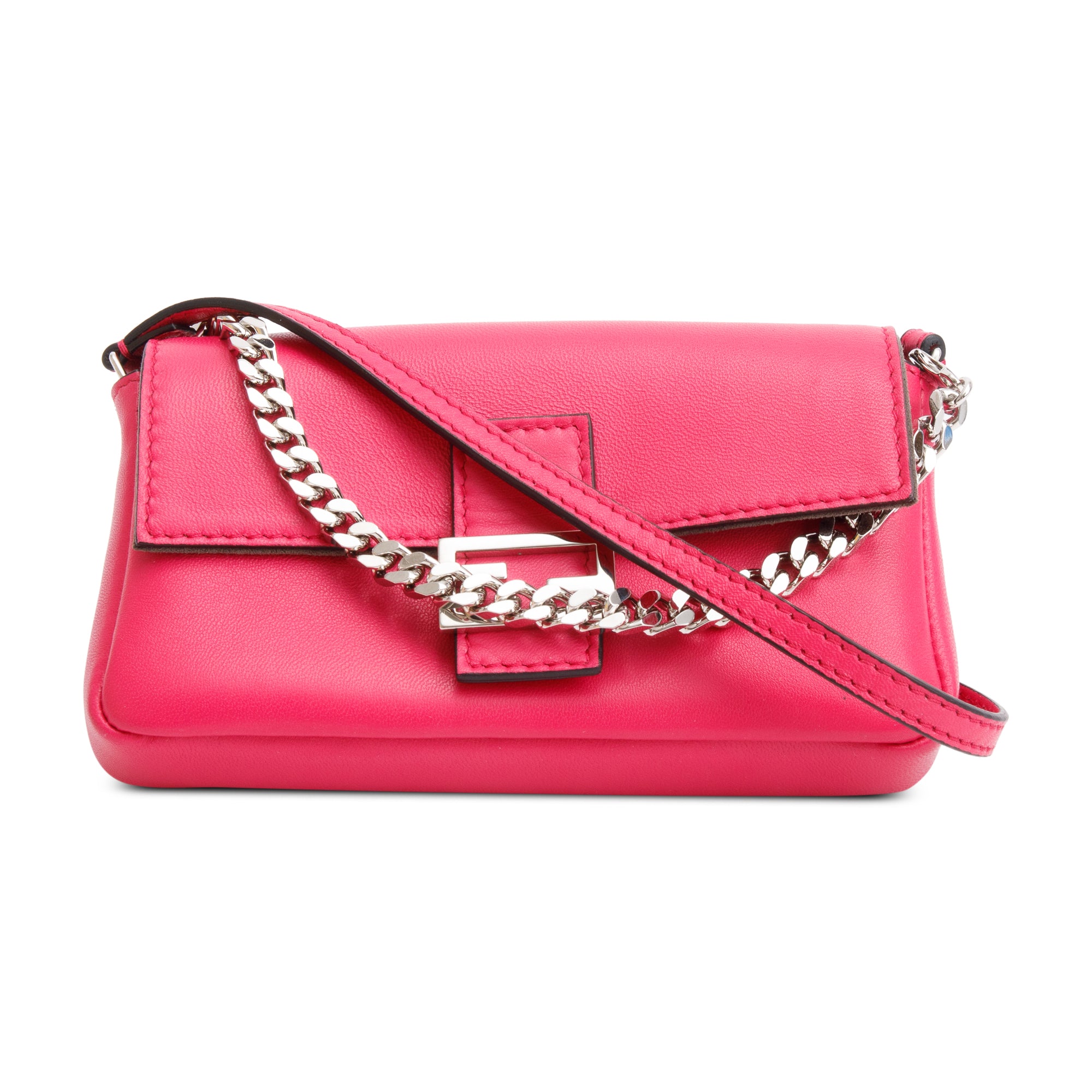 Fendi Pink Calfskin Leather Micro Baguette Bag w/ Box