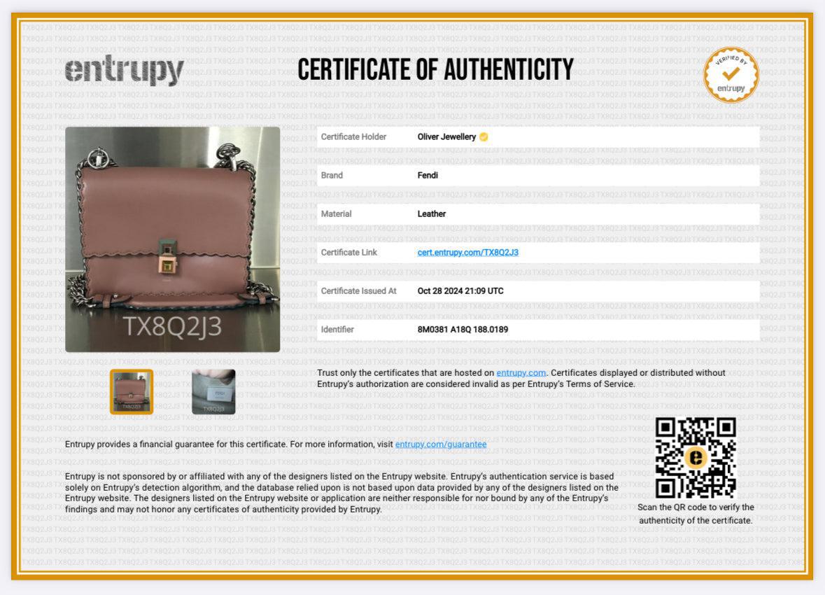 Fendi Pink Calfskin Leather Small Kan I Scallop Shoulder Bag