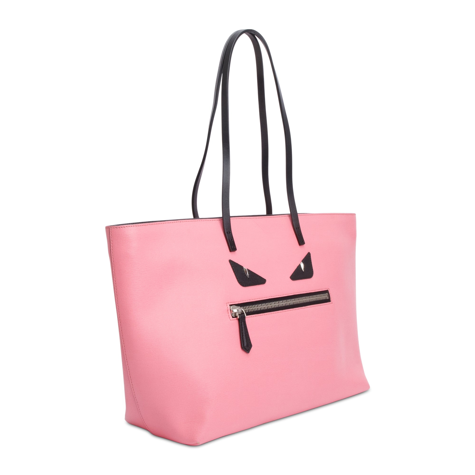 Fendi Pink Leather Monster Buggies Medium Roll Tote