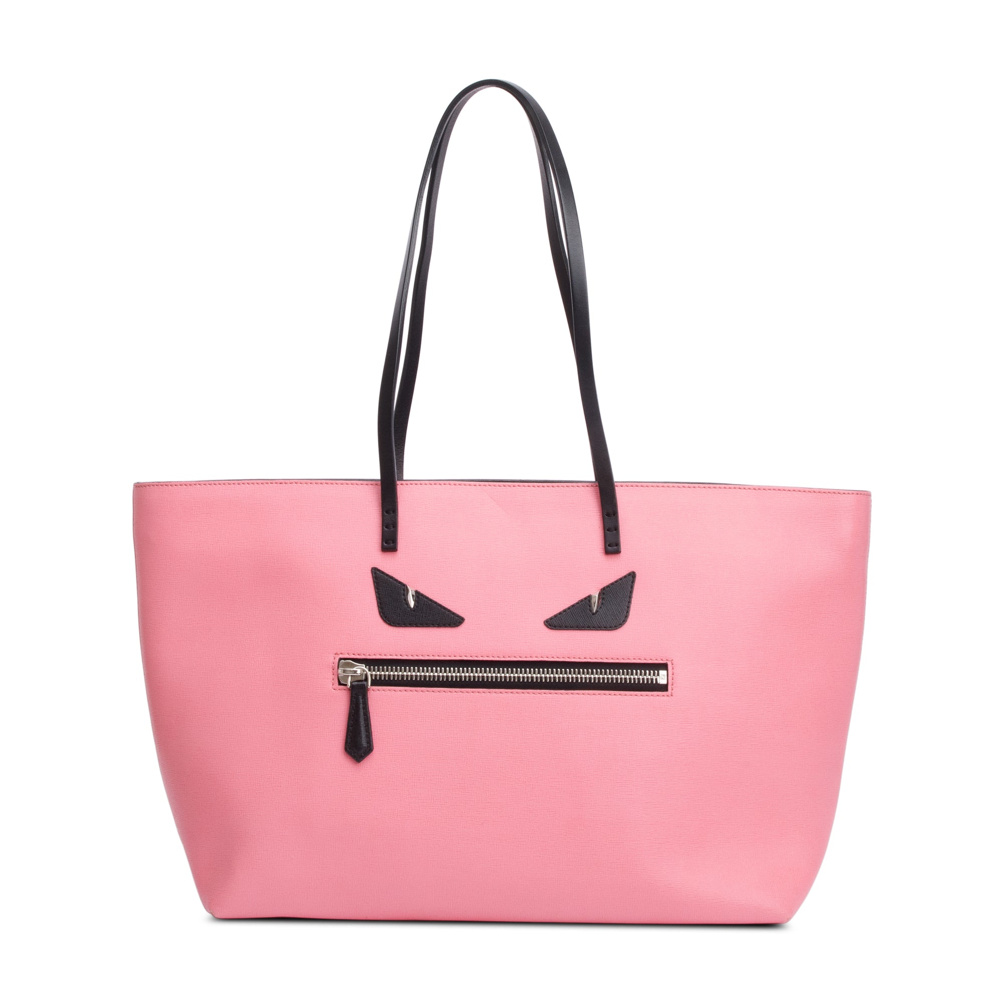 Fendi Pink Leather Monster Buggies Medium Roll Tote