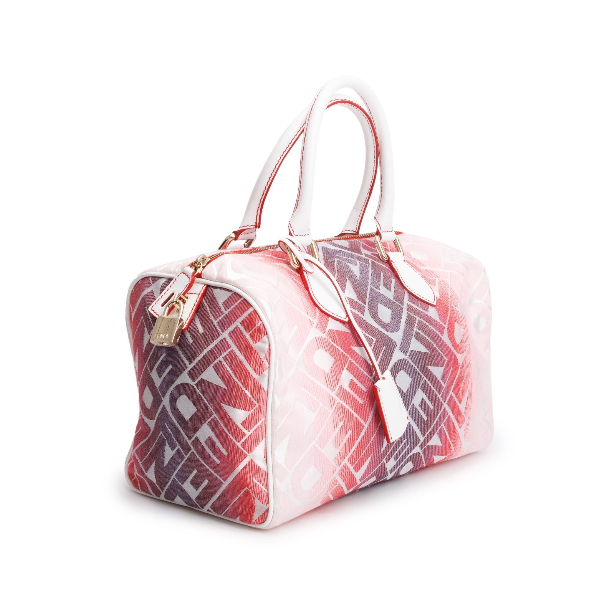 Fendi Pink Multicolor Ombre Canvas Forever Bauletto Boston Bag