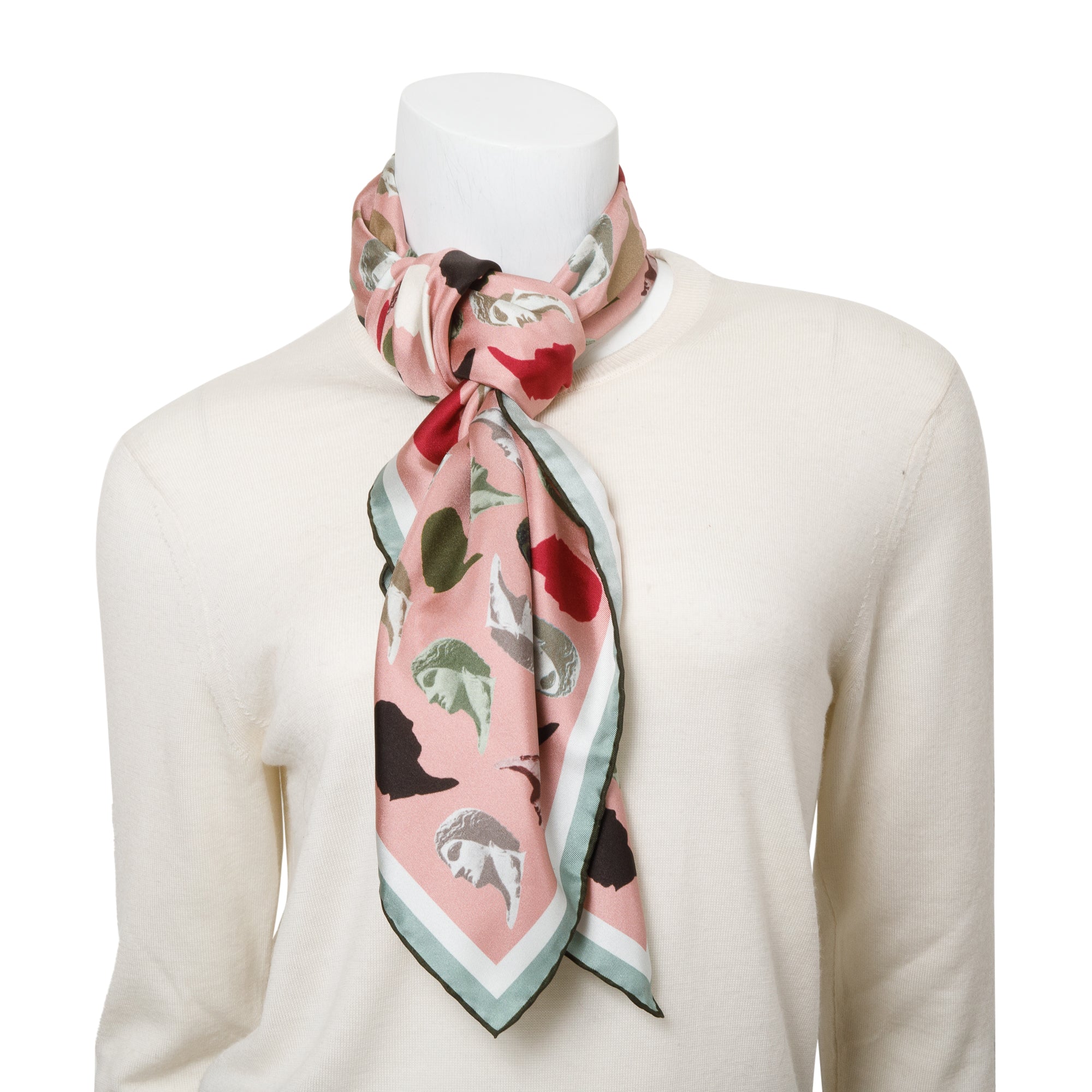 Fendi Pink Multicolor Print Silk Foulard 90 w/ Box