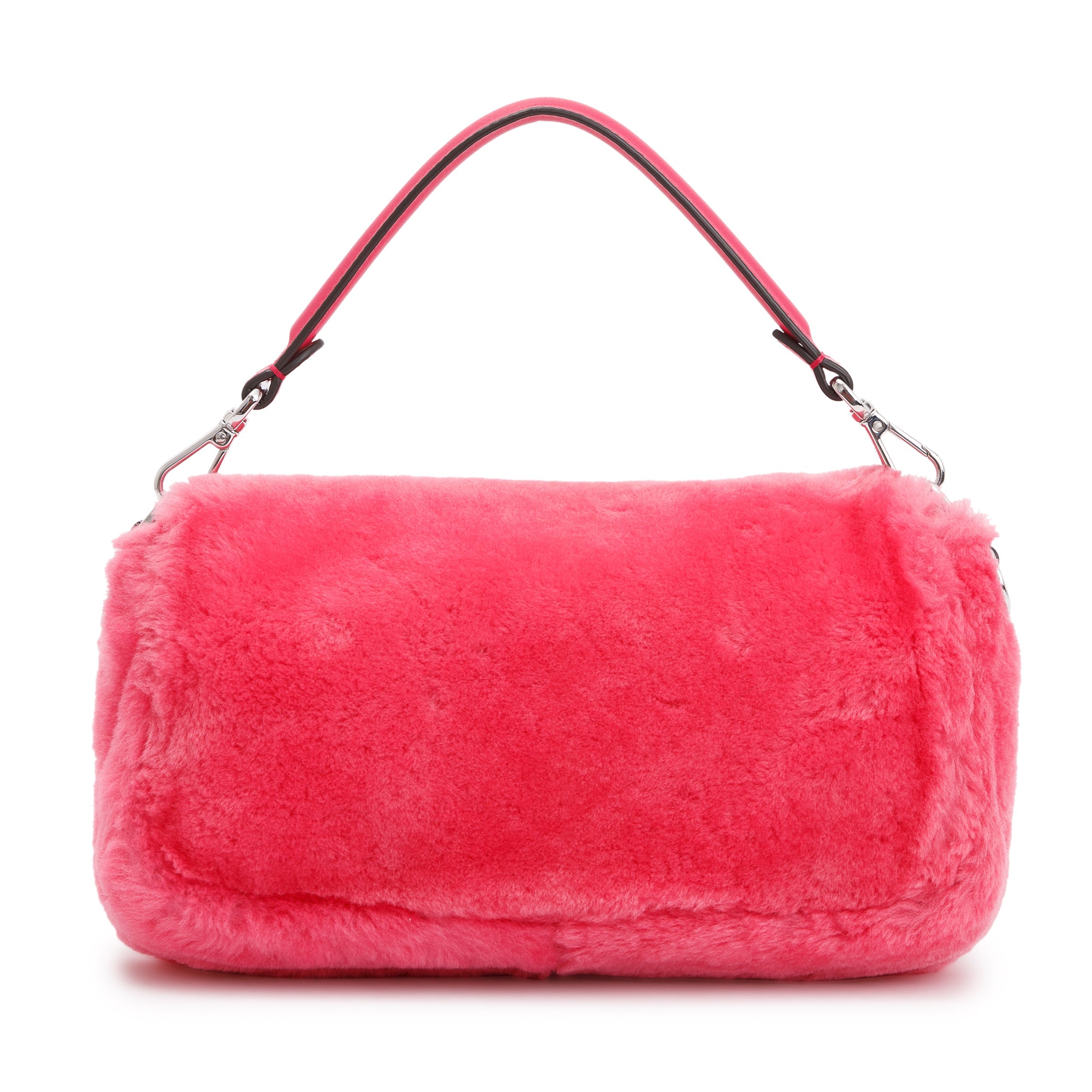 Fendi Pink Shearling Baguette NM Shoulder Bag
