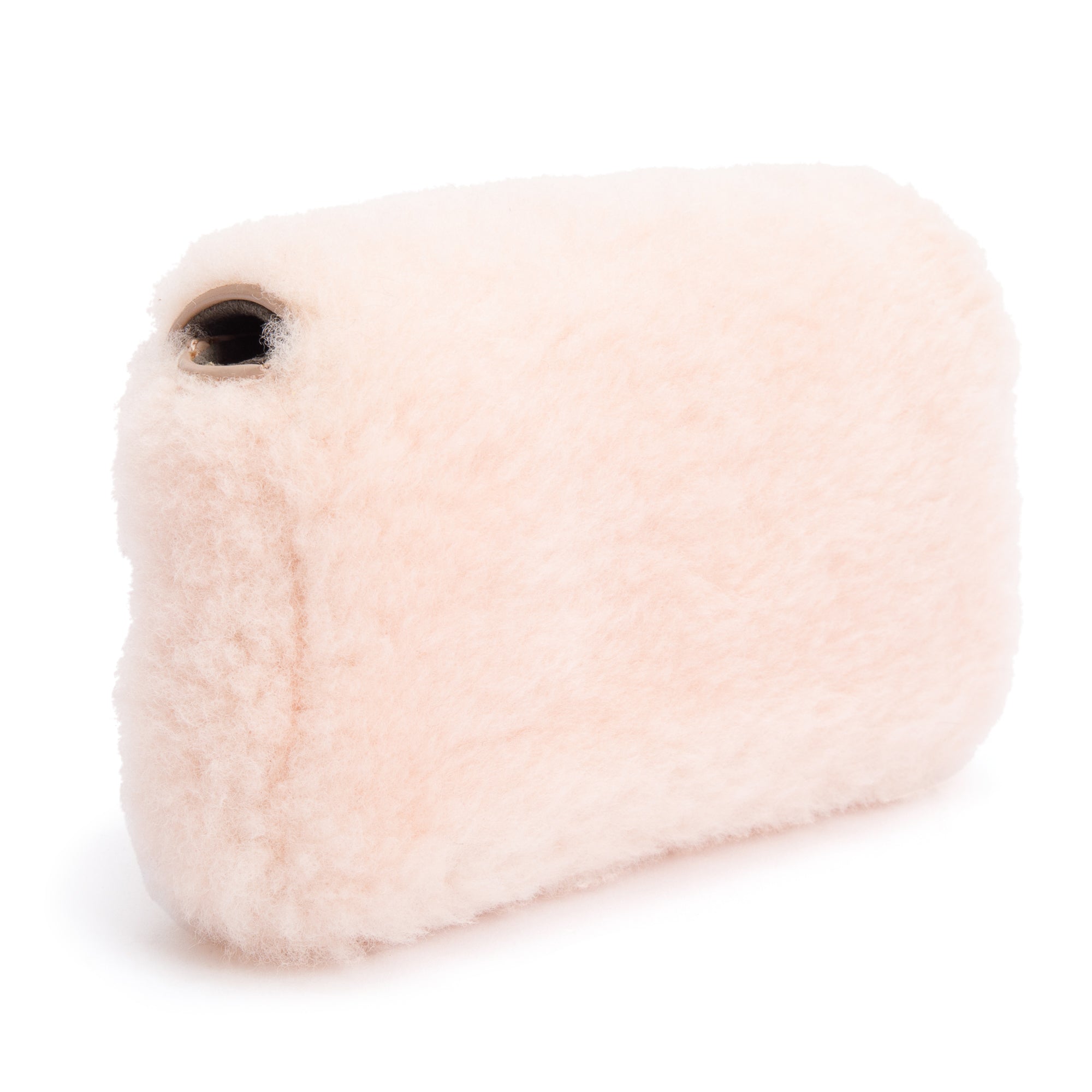 Fendi Pink Shearling Micro Baguette Crossbody Bag