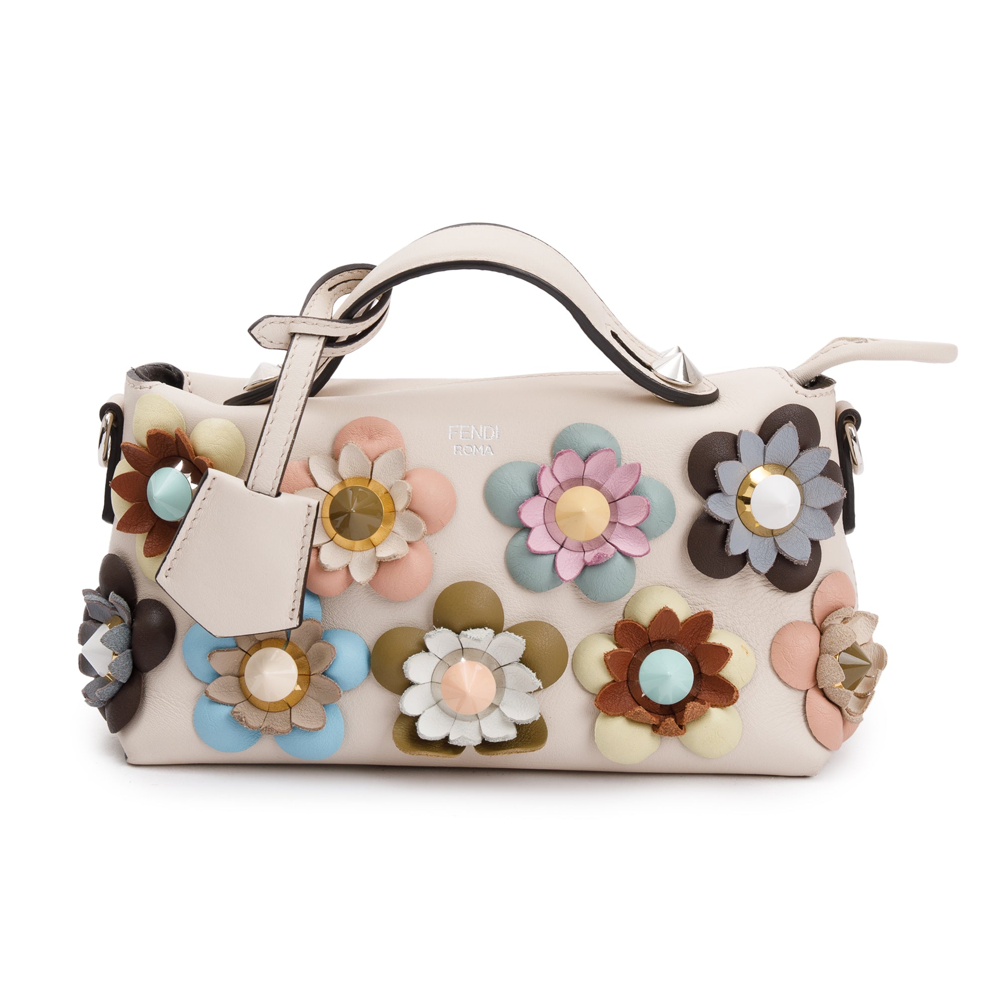 Fendi Pink Vitello Dolce Flowerland By the Way Mini Boston Bag w/ Strap