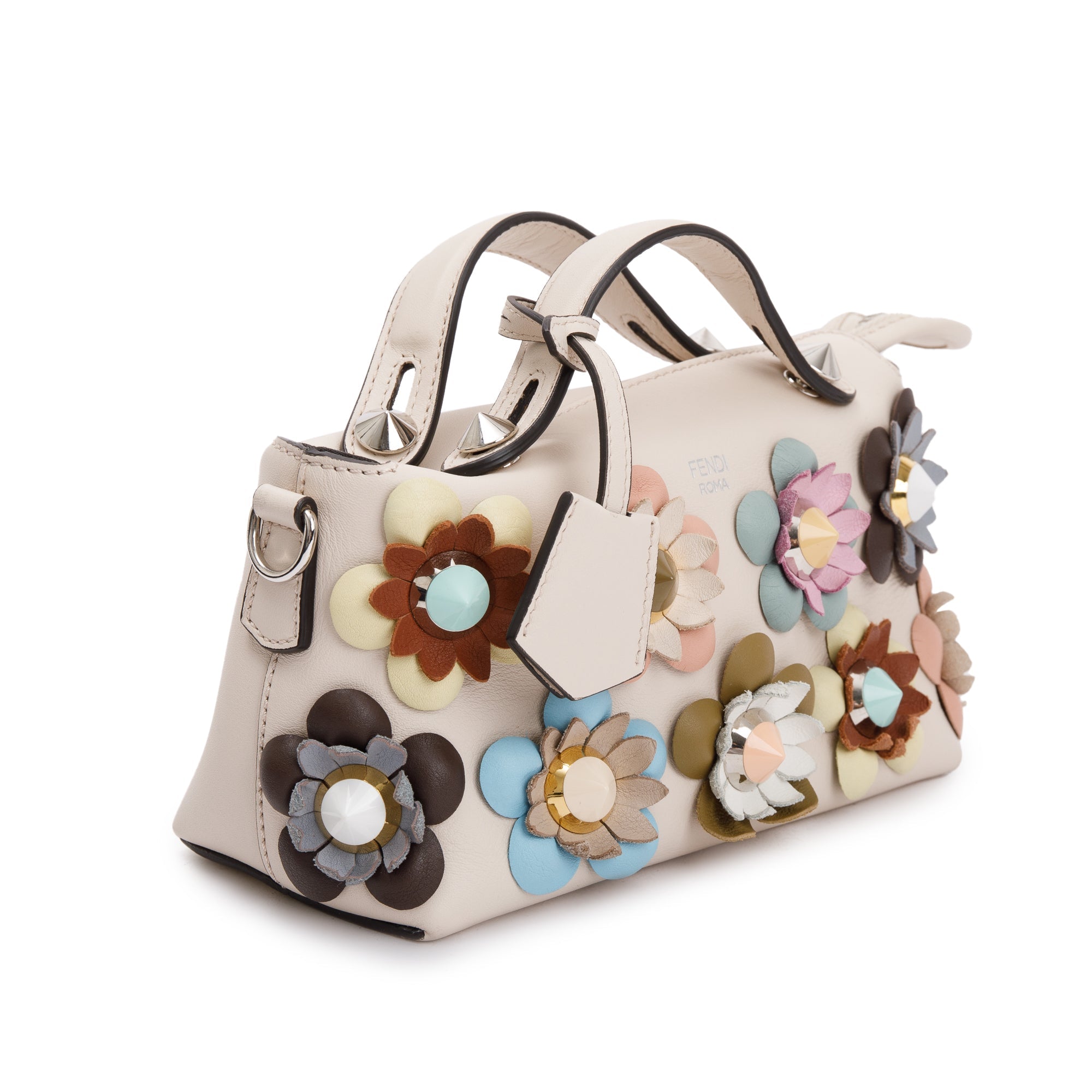 Fendi Pink Vitello Dolce Flowerland By the Way Mini Boston Bag w/ Strap