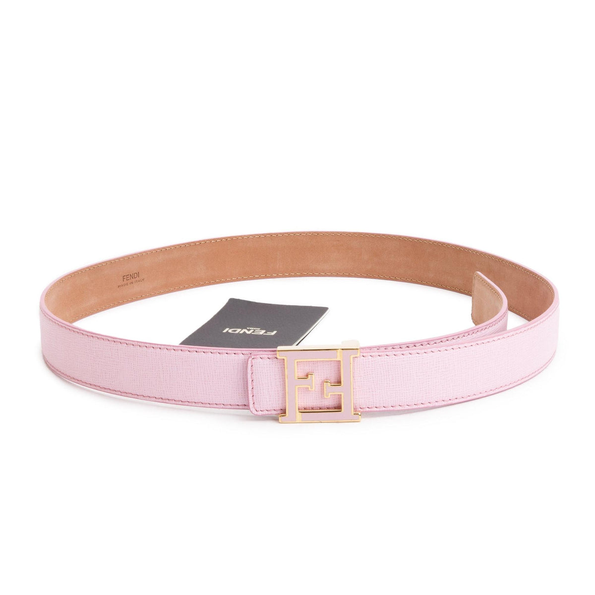 Fendi Pink Vitello Elite Leather FF Buckle Belt 80 32 w/ Box 