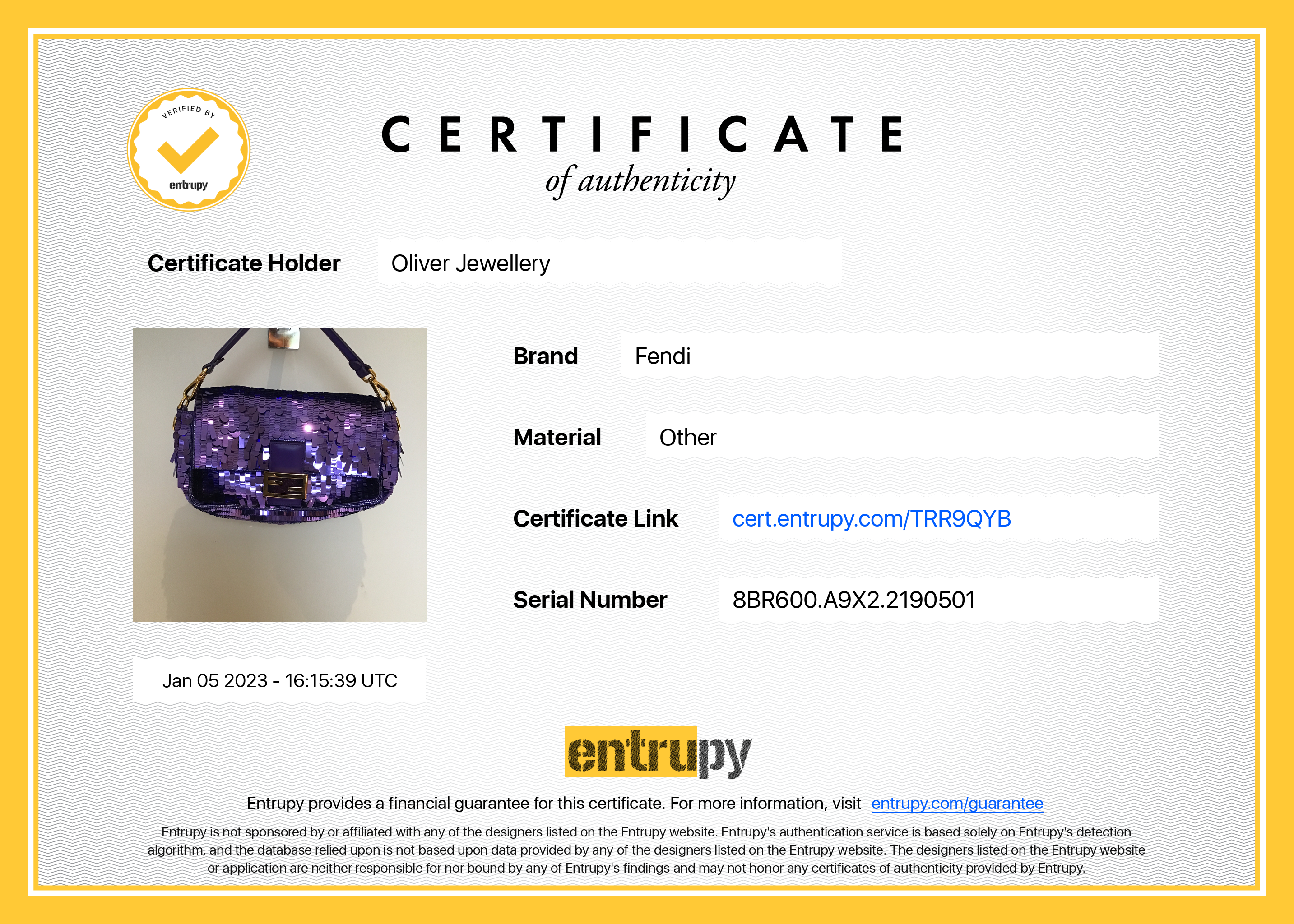 Fendi Purple Sequined Baguette Bag w/ Box