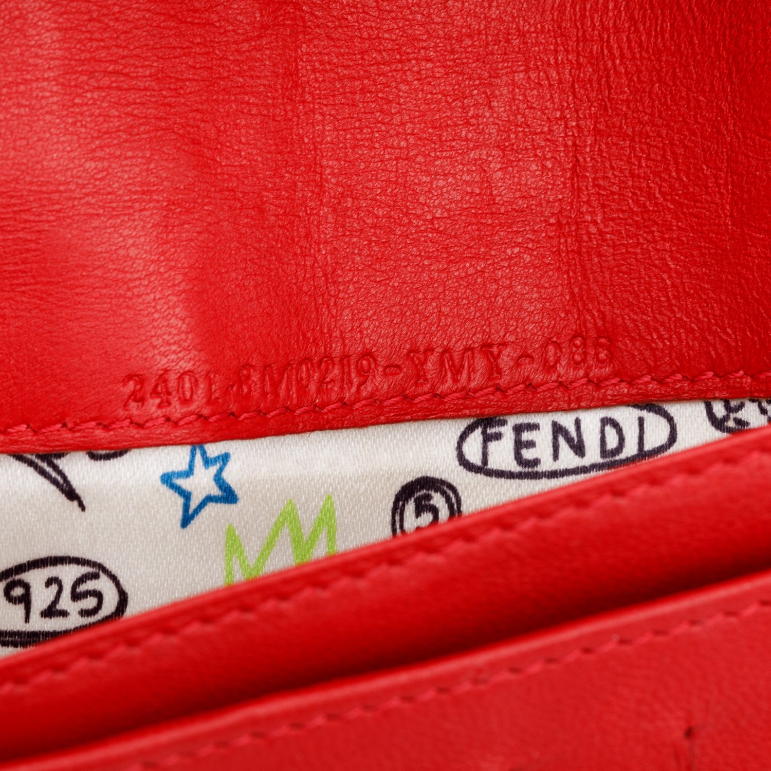 Fendi Red Logo Embossed Nappa Leather Chain Clutch Bag w/ Box