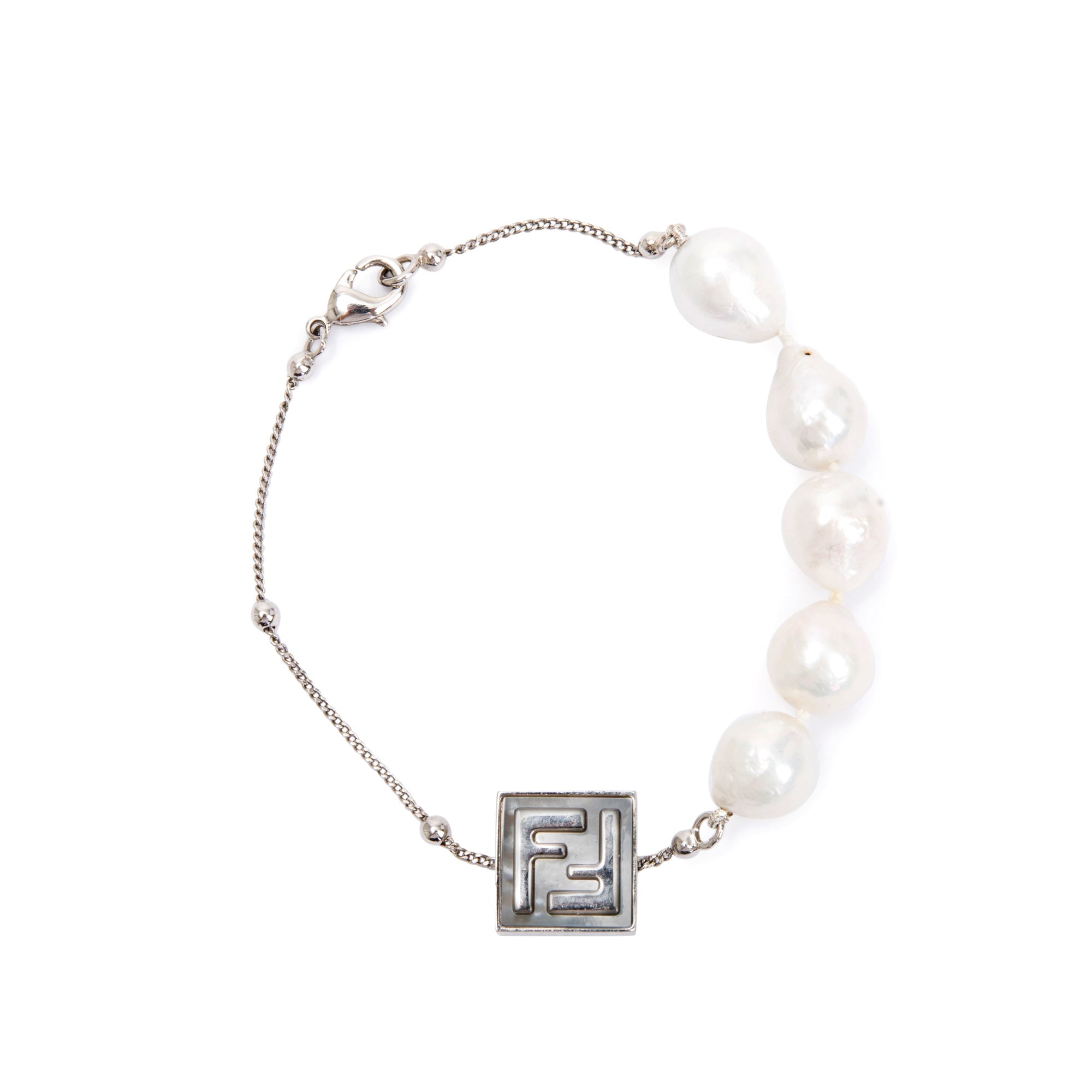Fendi Silver-Tone Pearl & Mother of Pearl Forever Fendi Bracelet