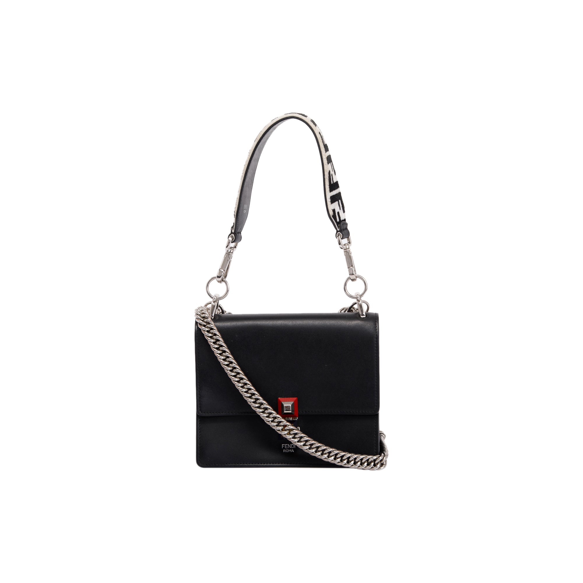 Fendi Small Kan I Leather Chain Shoulder Bag w/ Strap