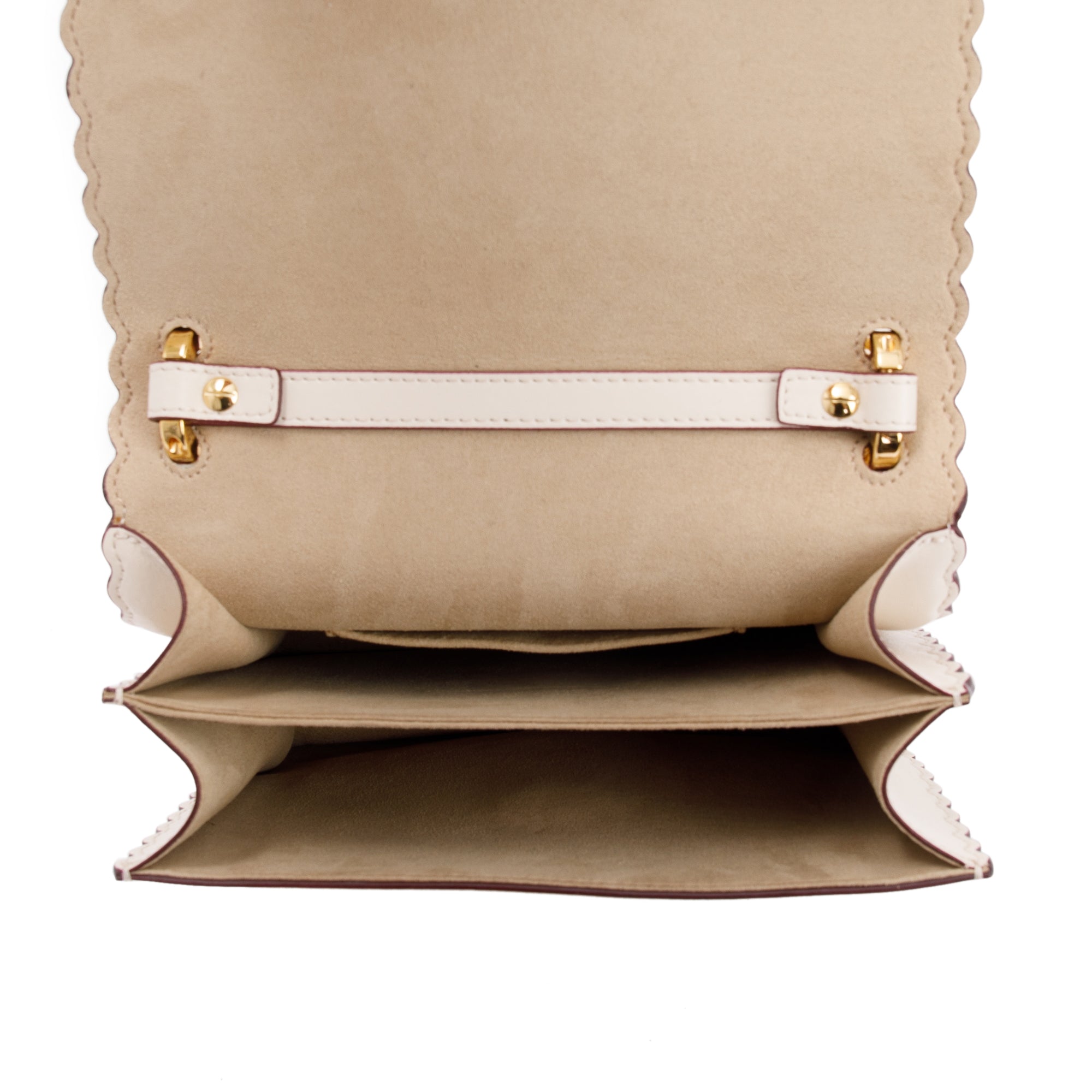 Fendi Small Scalloped Studded Kan I Shoulder Bag