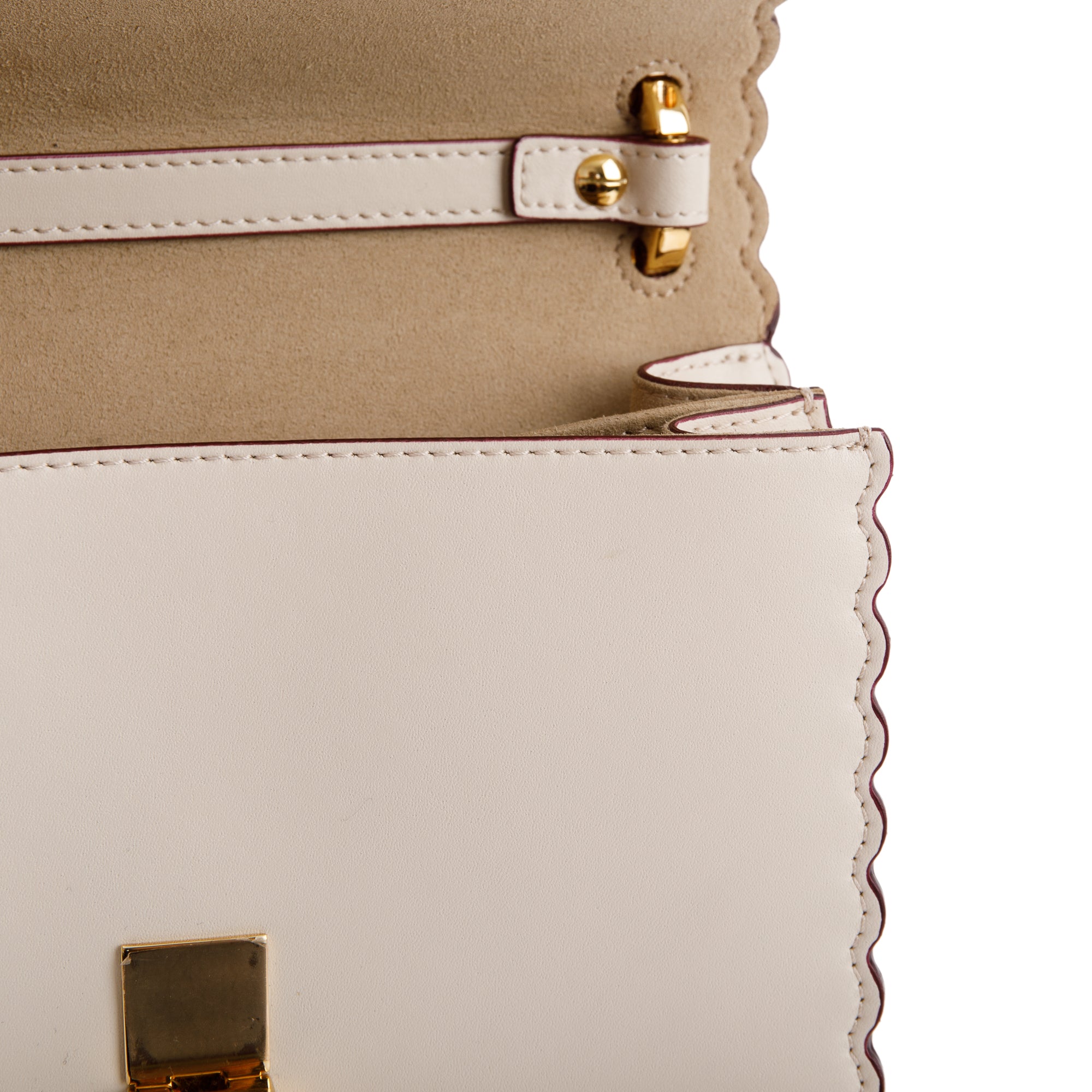 Fendi Small Scalloped Studded Kan I Shoulder Bag