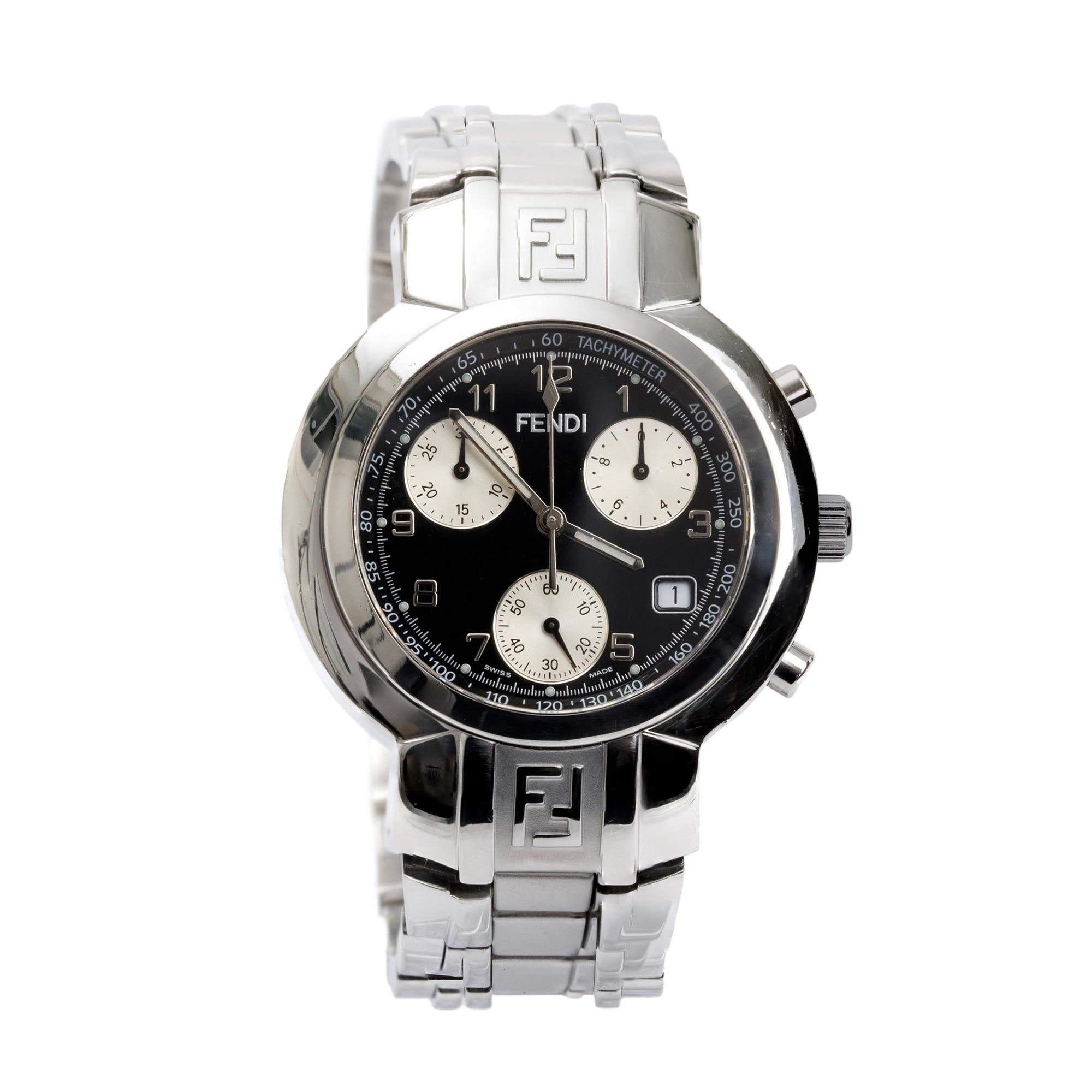 Fendi Stainless Steel Zucca 39 MM Chronograph Watch