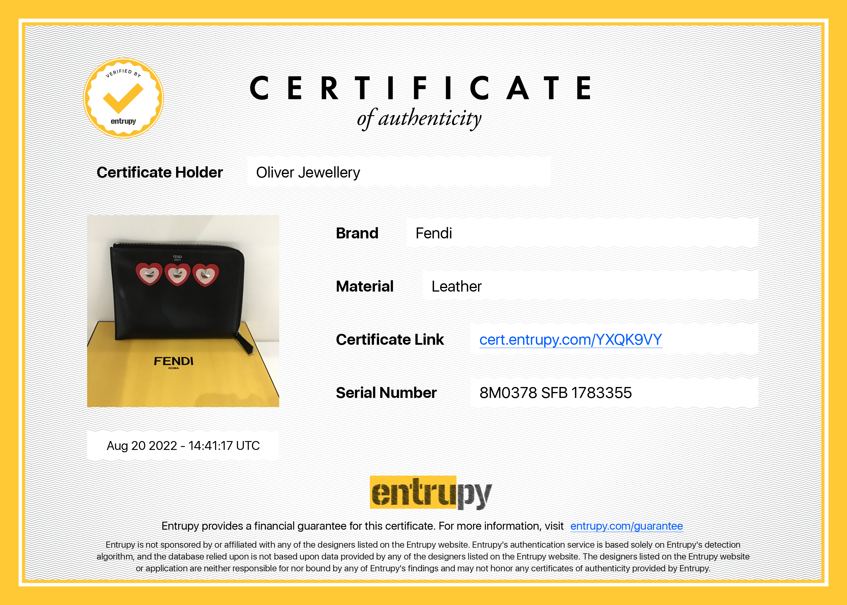 Fendi Studded Heart Zip Around Clutch w/ Box & Tags