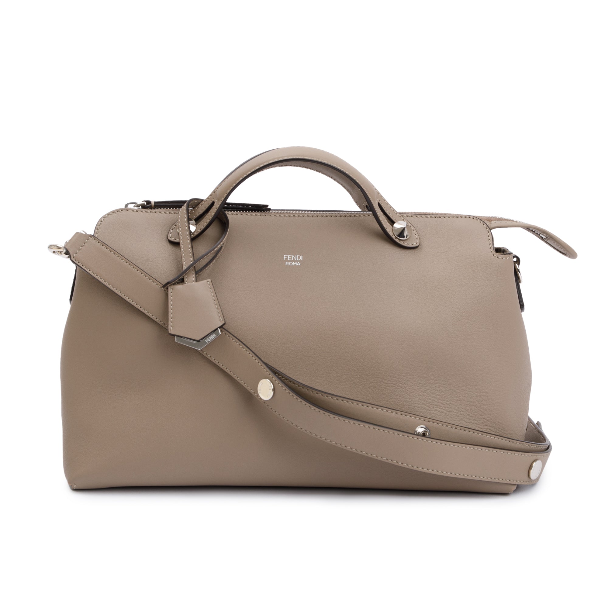 Fendi Taupe Calfskin Leather Large By the Way Handle Bag w/ Strap