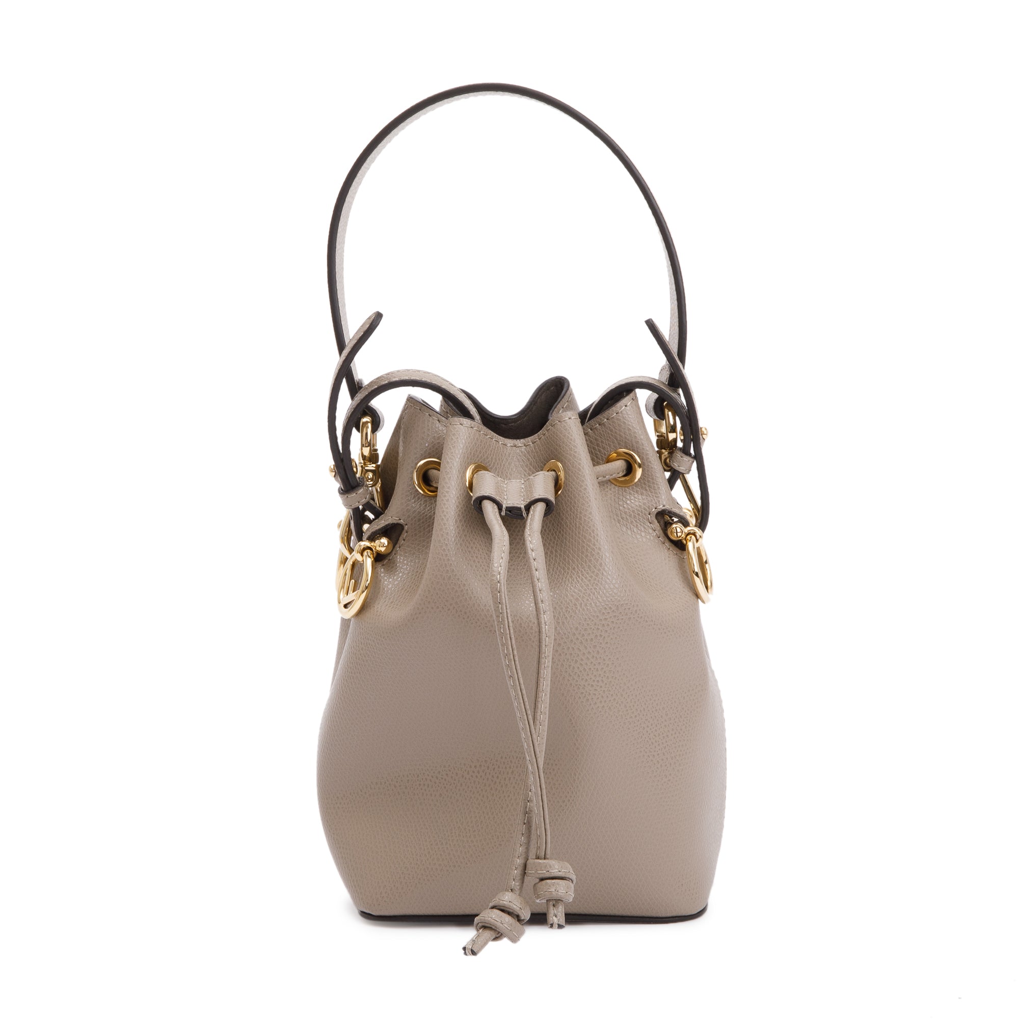 Fendi Taupe Calfskin Leather Mini Mon Tresor Bucket Bag w/ Strap & Box