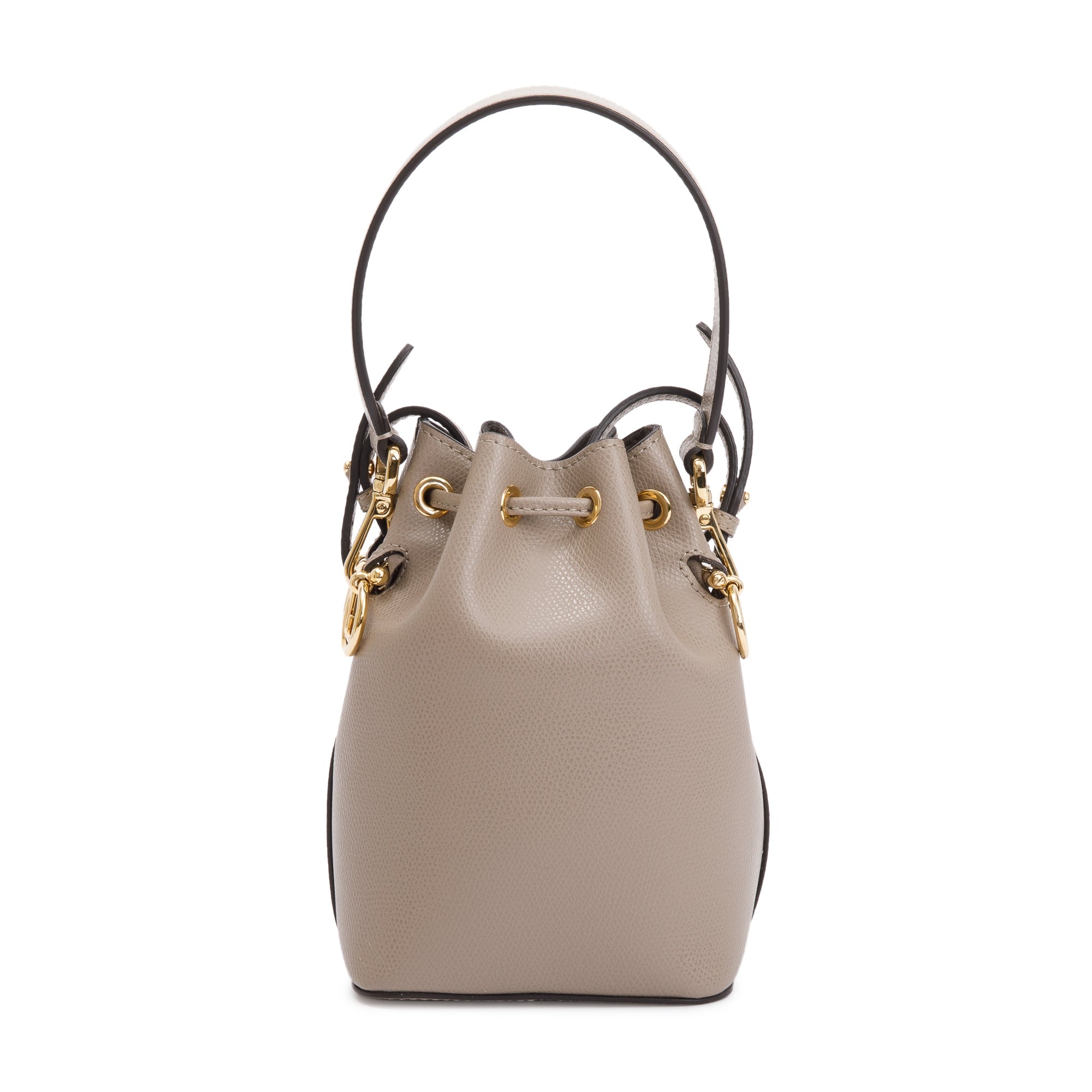 Fendi Taupe Calfskin Leather Mini Mon Tresor Bucket Bag w/ Strap & Box
