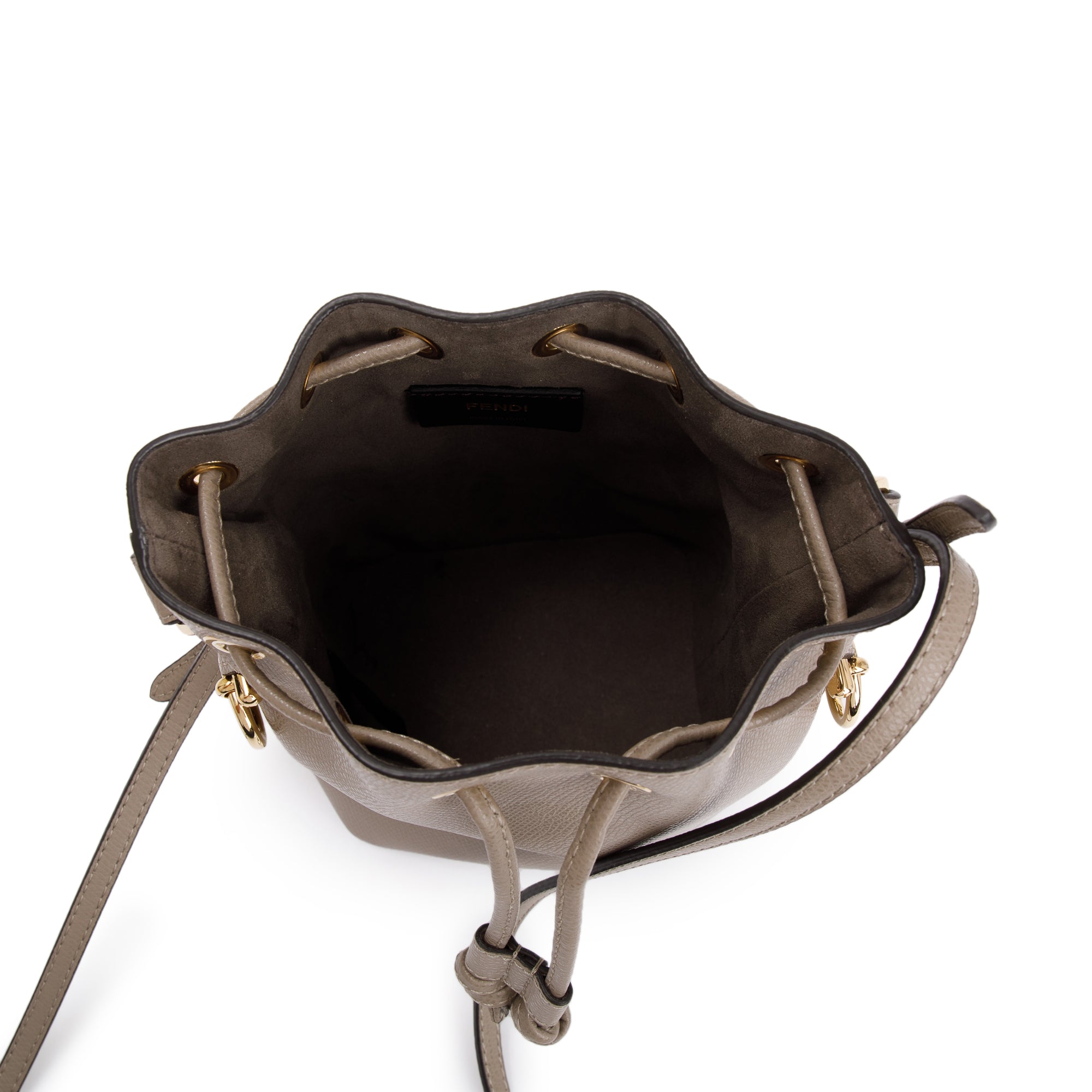 Fendi Taupe Calfskin Leather Mini Mon Tresor Bucket Bag w/ Strap & Box