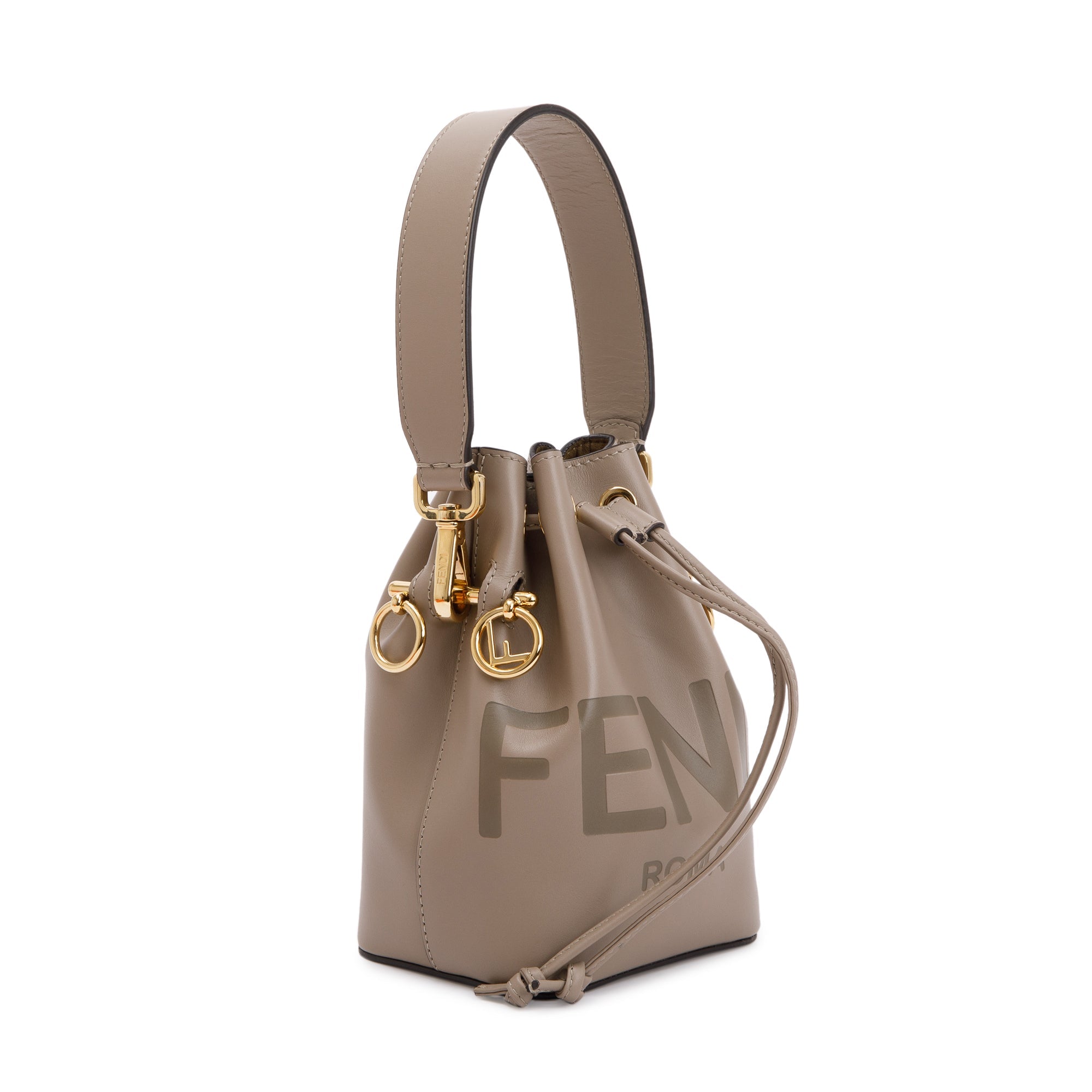 Fendi Taupe Calskin Leather Mini Mon Tresor Bucket Bag w/ Straps & Box