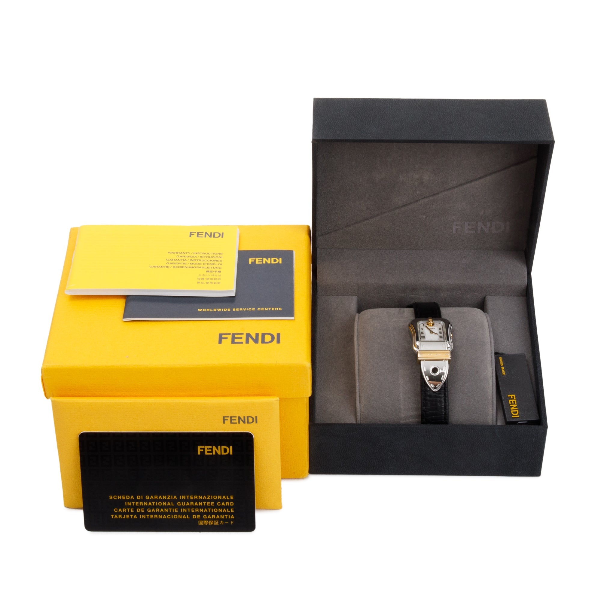 Fendi Two-Tone Stainless Steel B. Buckle 3800L Watch w/ Box & Papers