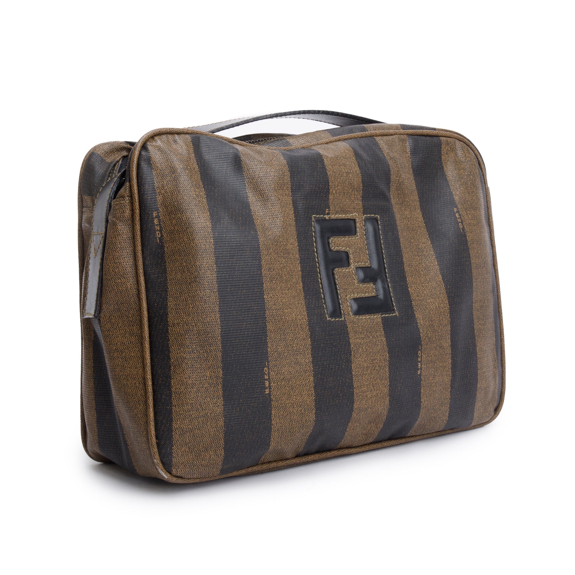 Fendi Vintage Brown Pequin Coated Canvas Crossbody Bag