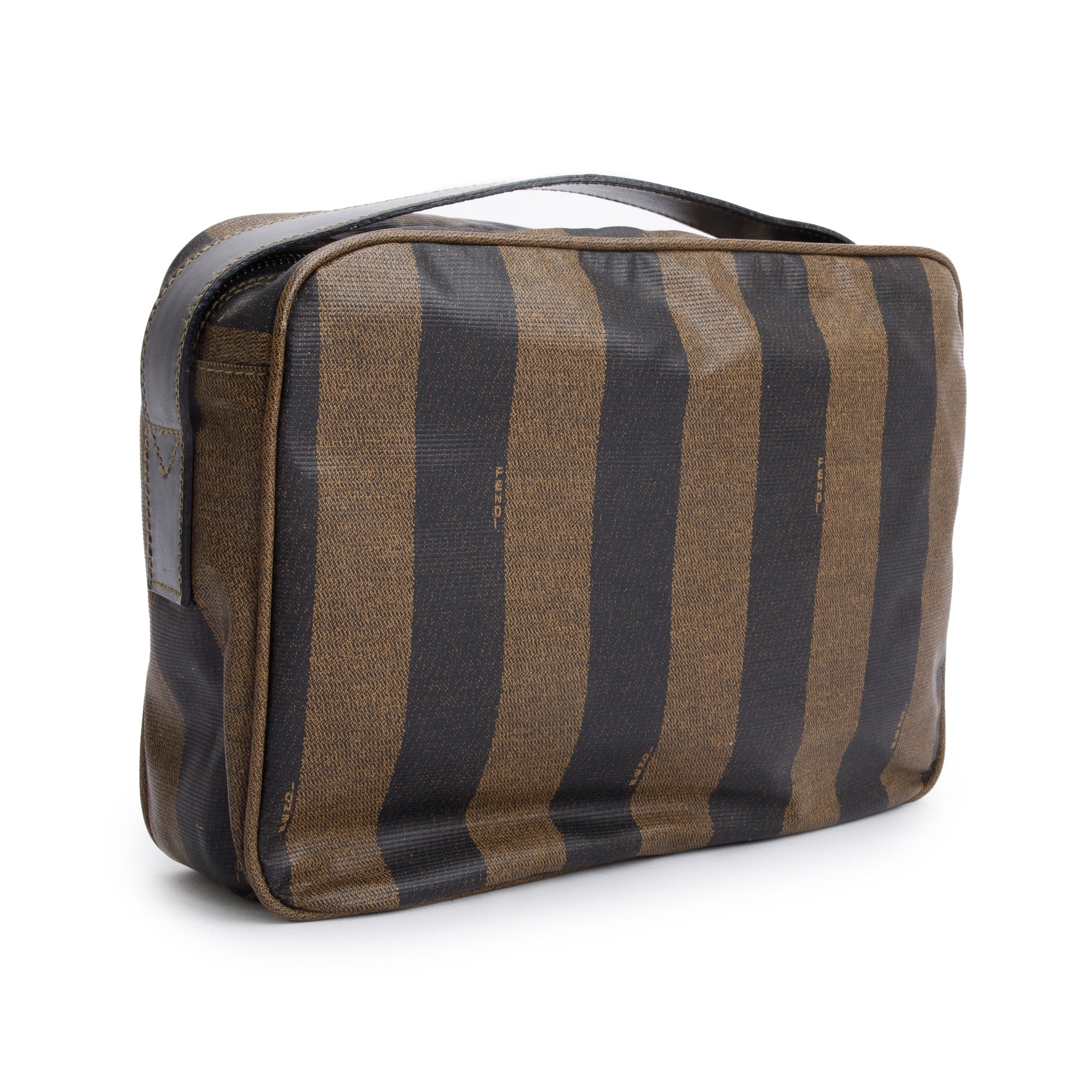 Fendi Vintage Brown Pequin Coated Canvas Crossbody Bag