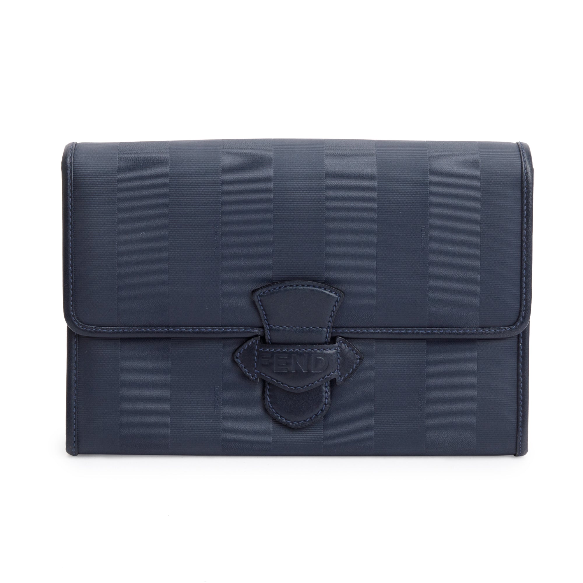 Fendi Vintage Navy Pequin Coated Canvas Crossbody Bag