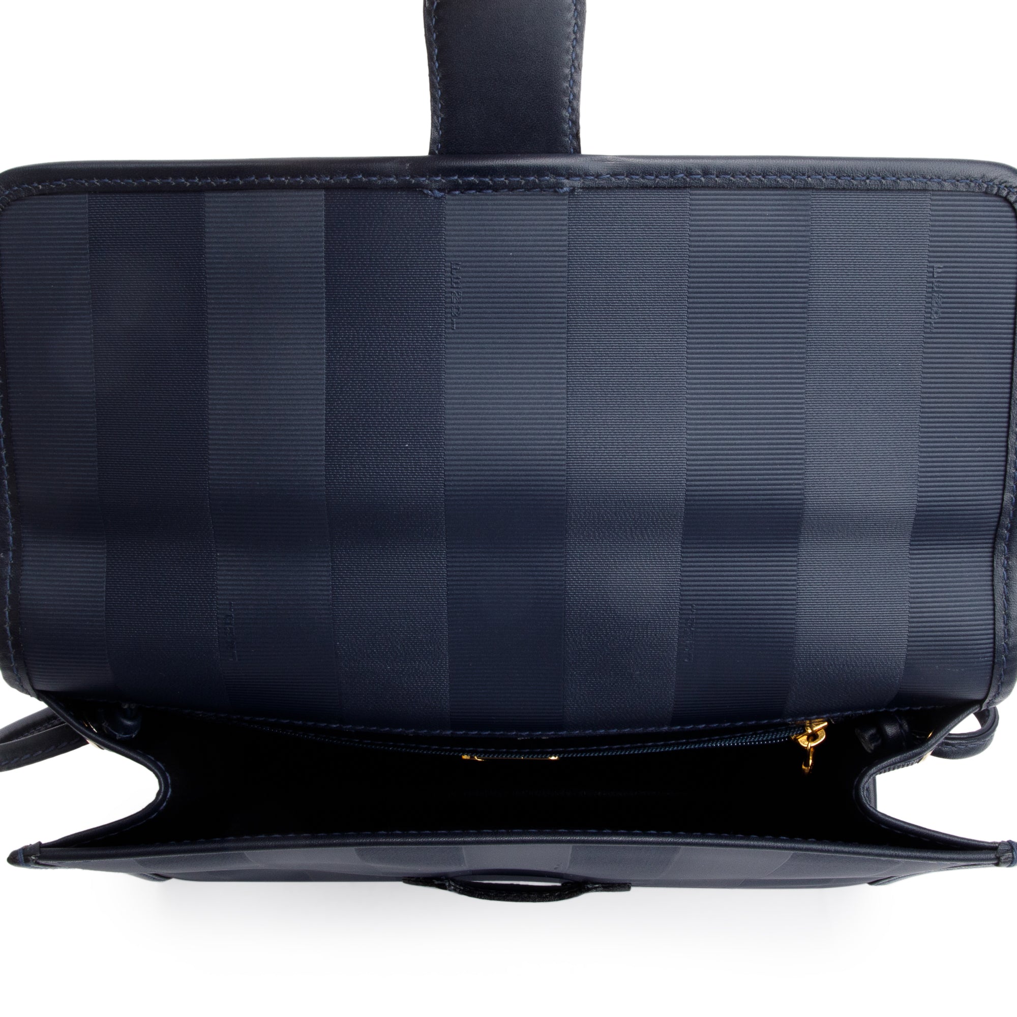 Fendi Vintage Navy Pequin Coated Canvas Crossbody Bag