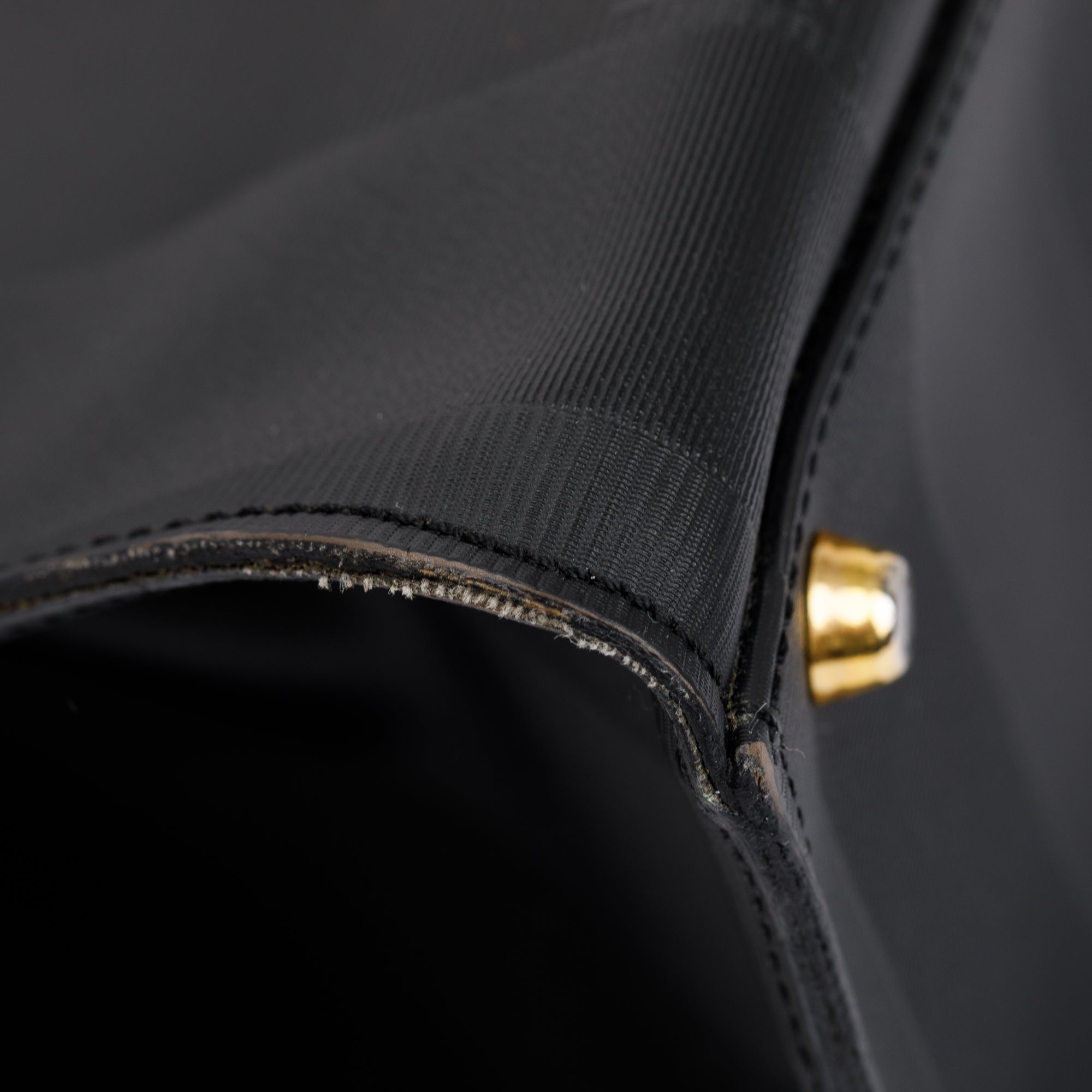 Fendi Vintage Navy Pequin Stripe Brown Leather Trimmed Handle Bag with Strap