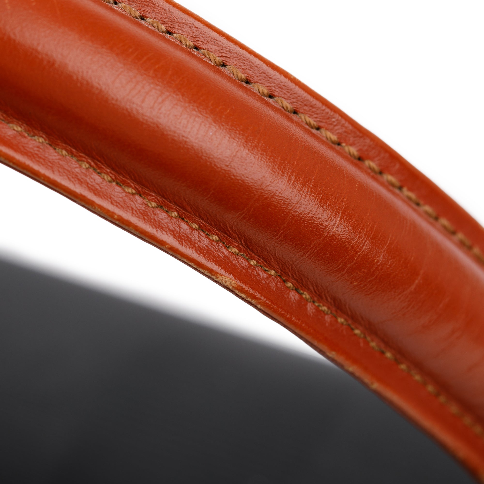 Fendi Vintage Navy Pequin Stripe Brown Leather Trimmed Handle Bag with Strap