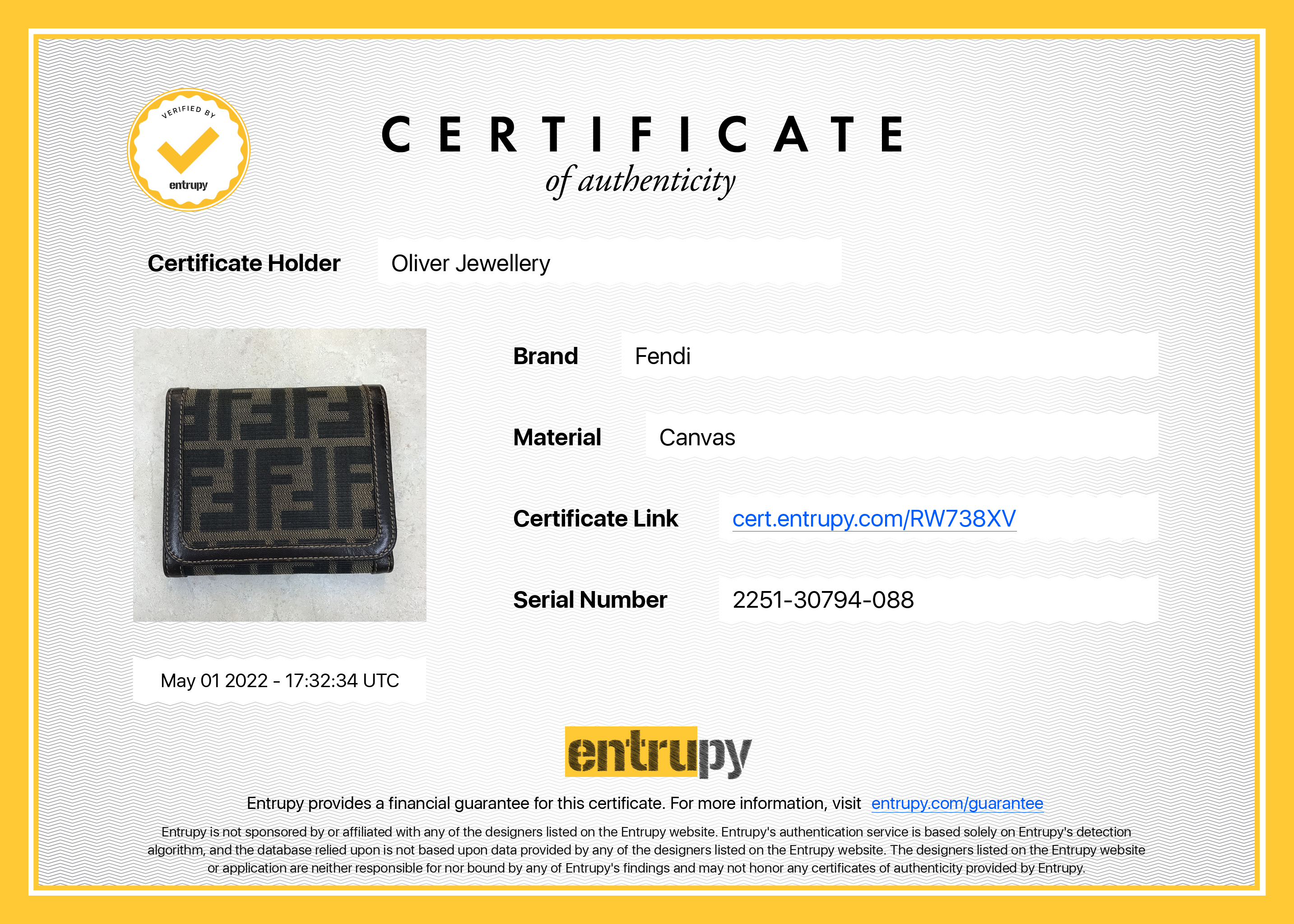 Fendi Vintage Zucca FF Logo Compact Wallet