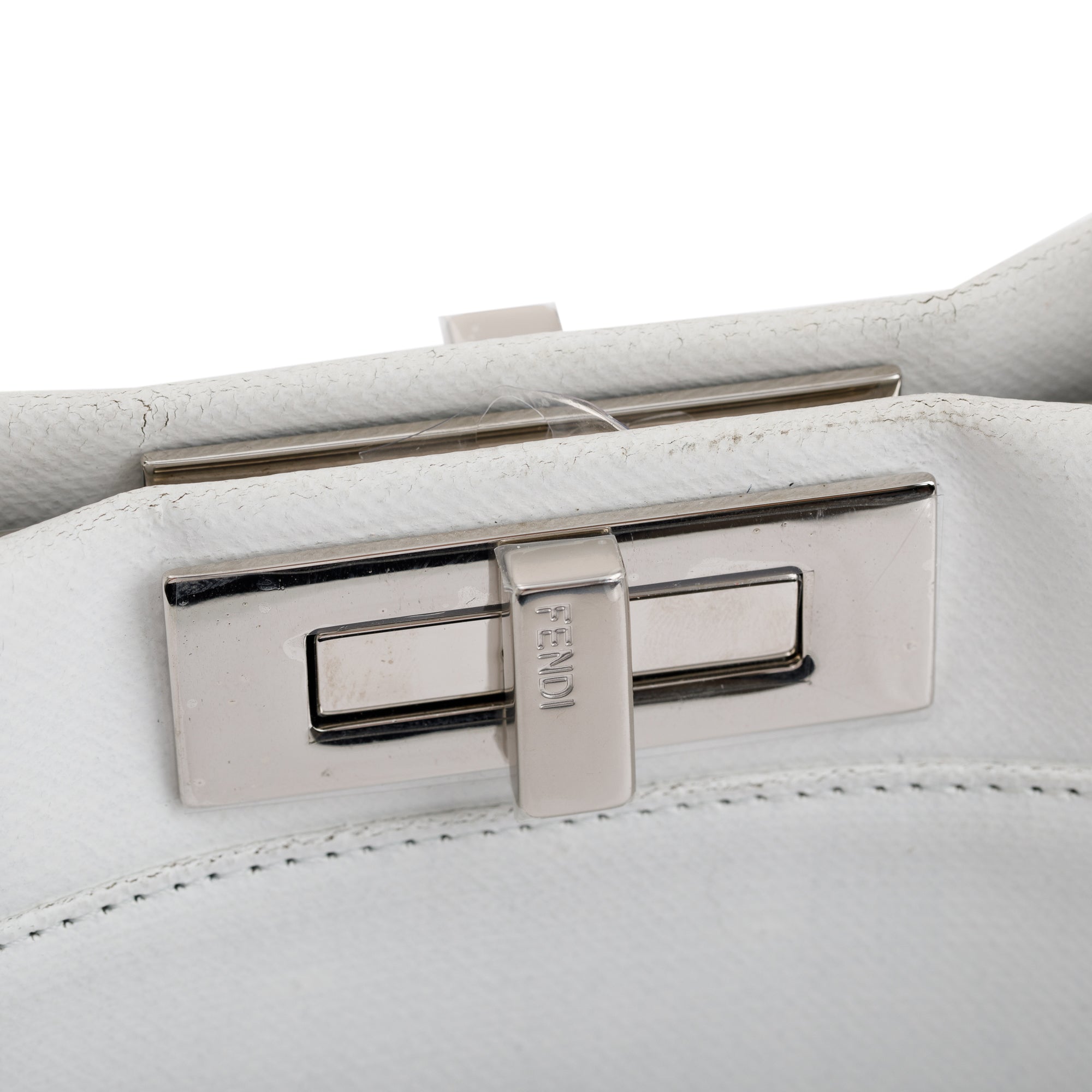 Fendi White & Black Canvas Calf Leather Medium Peekaboo Bag w/ Strap