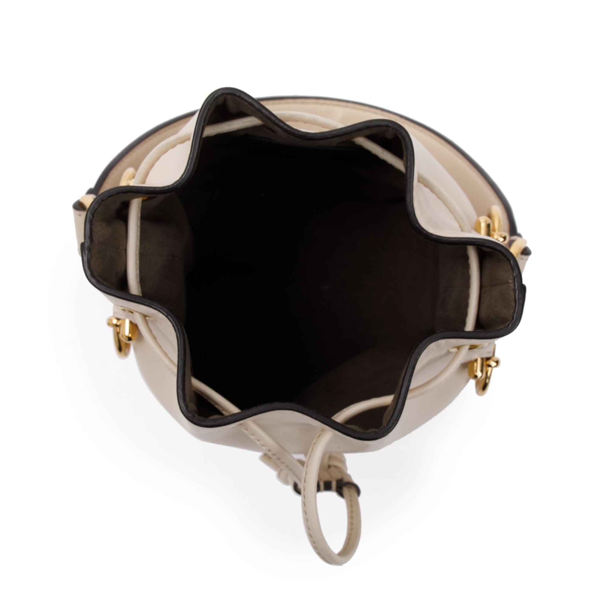 Fendi White Calskin Mini Mon Tresor Bucket Bag w/ Strap