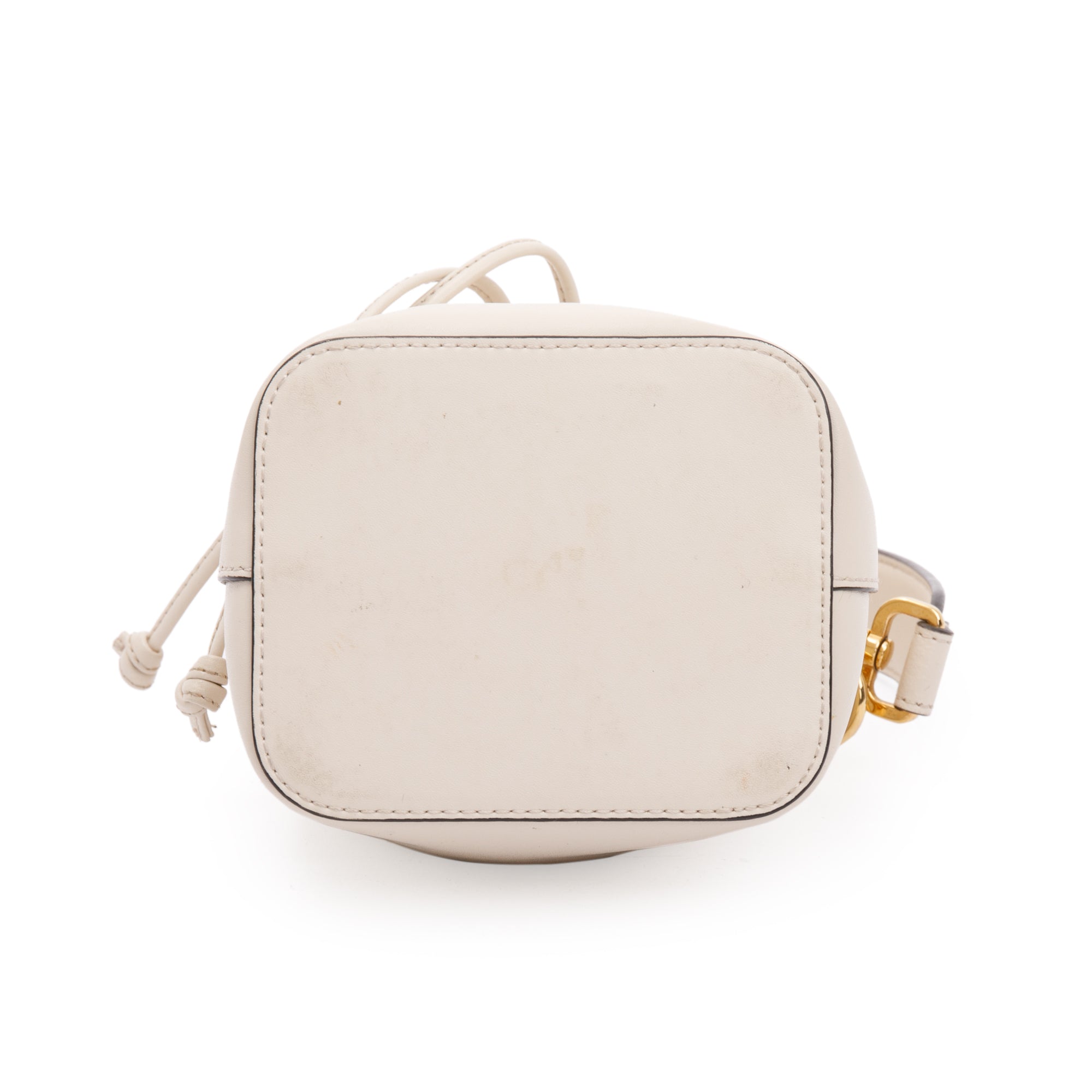 Fendi White Calskin Mini Mon Tresor Bucket Bag w/ Strap