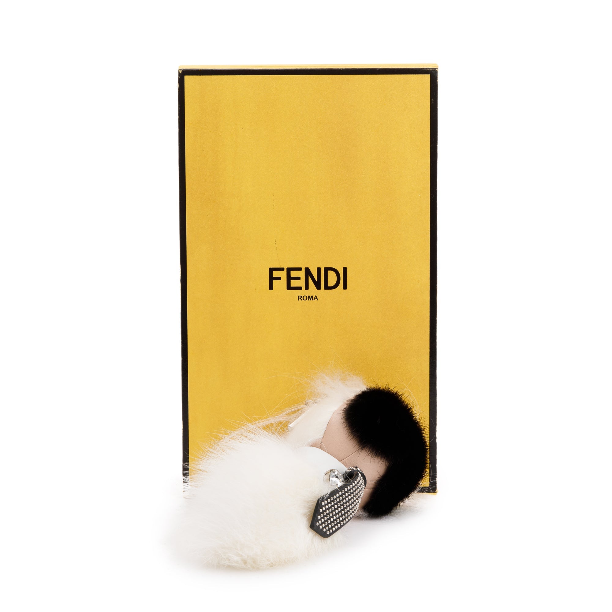 Fendi White Mink Fox Fur Mini Karlito Bag Charm w/ Box