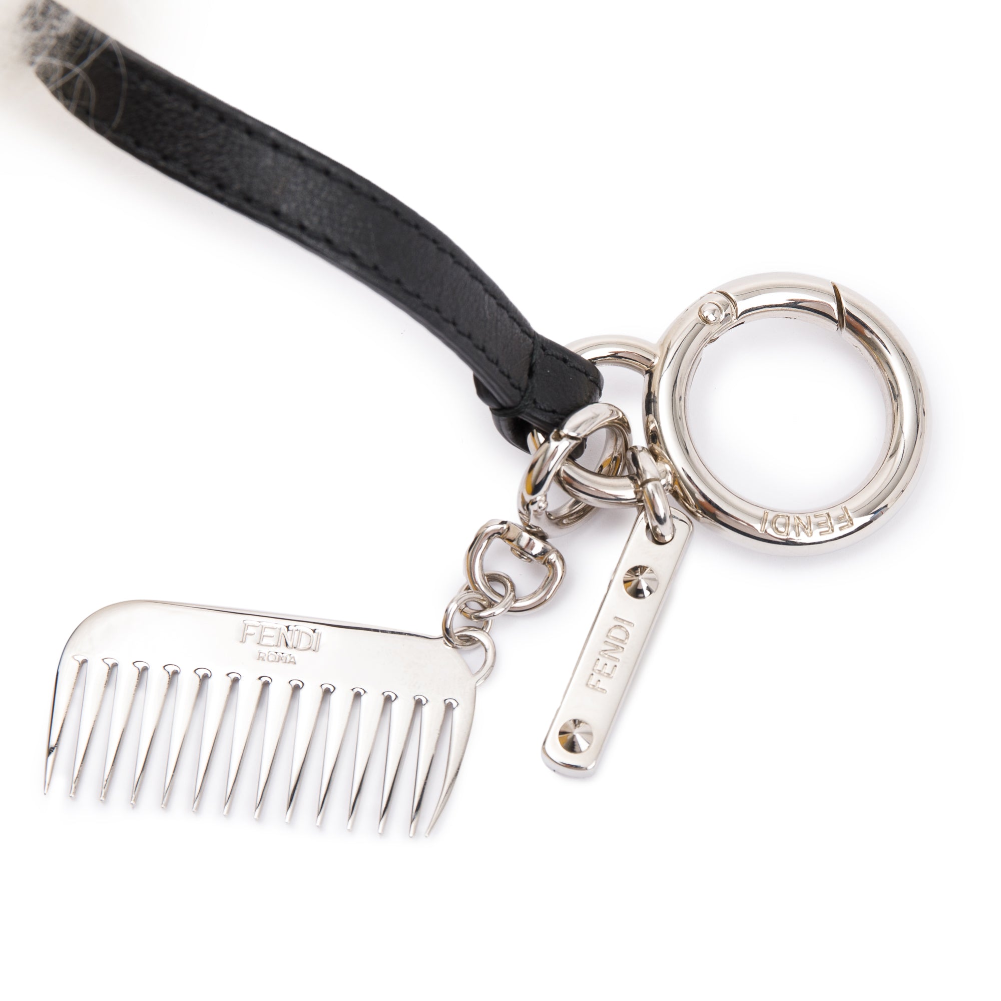 Fendi White Mink Fox Fur Mini Karlito Bag Charm w/ Box