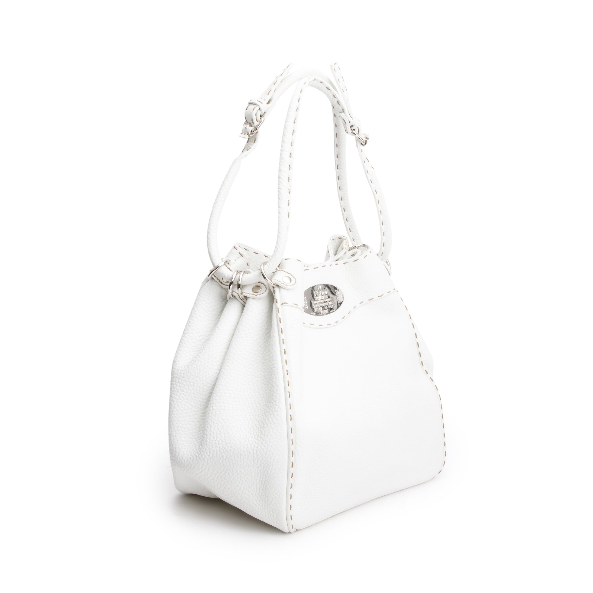 Fendi White Selleria Leather Bucket Bag