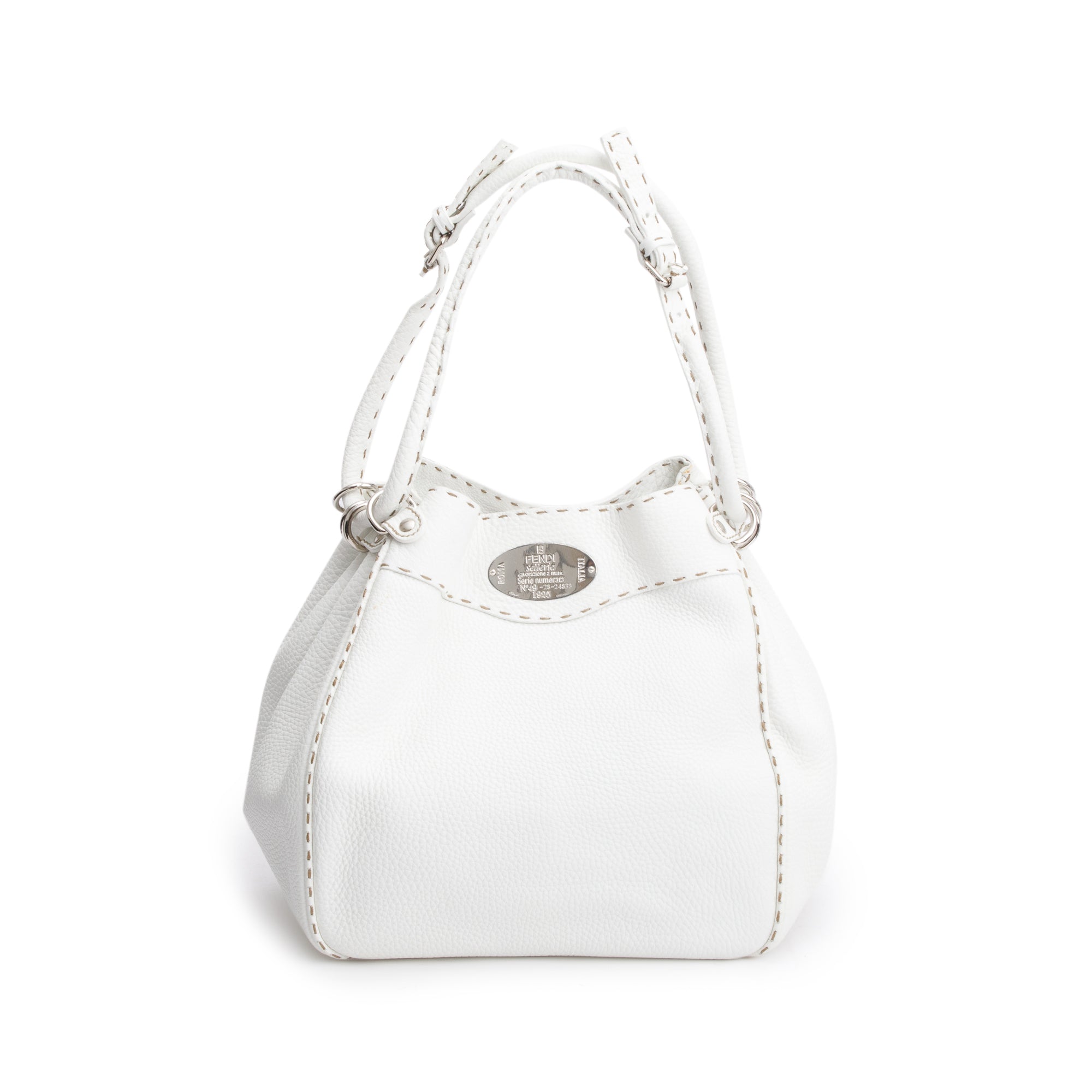 Fendi White Selleria Leather Bucket Bag