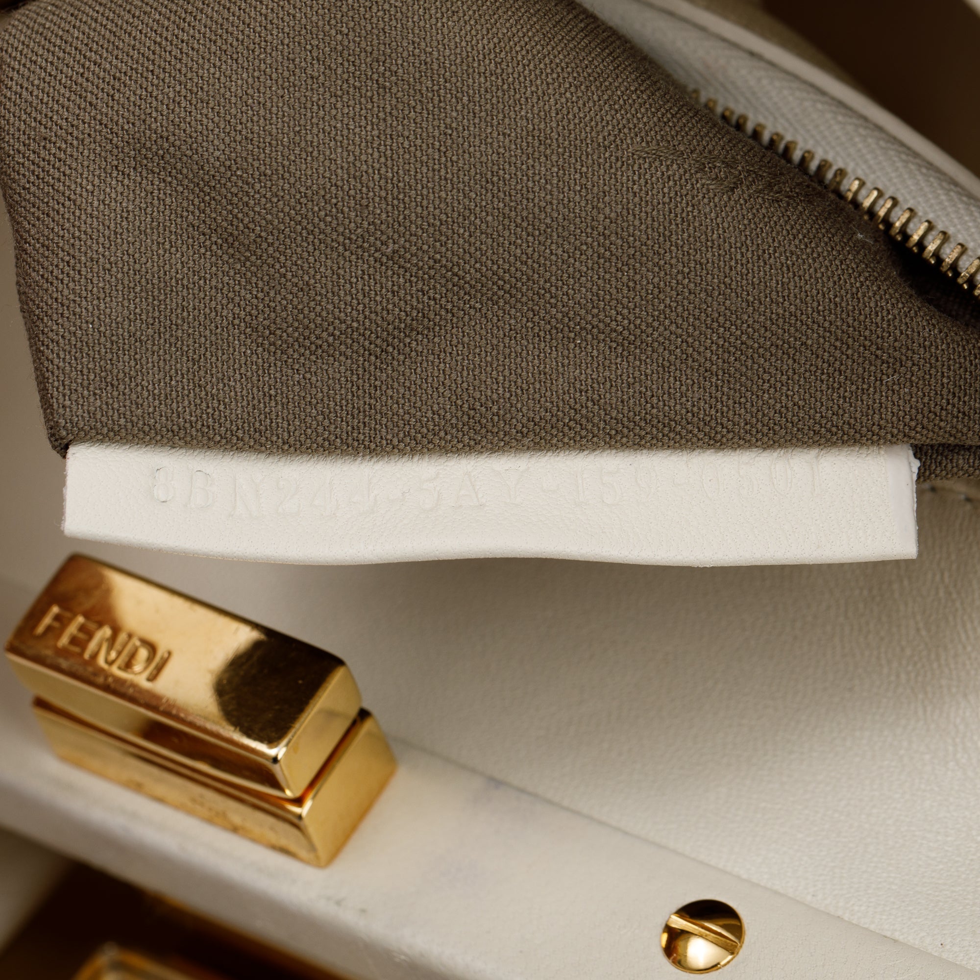 Fendi White Shearling Mini Peekaboo Handle Bag