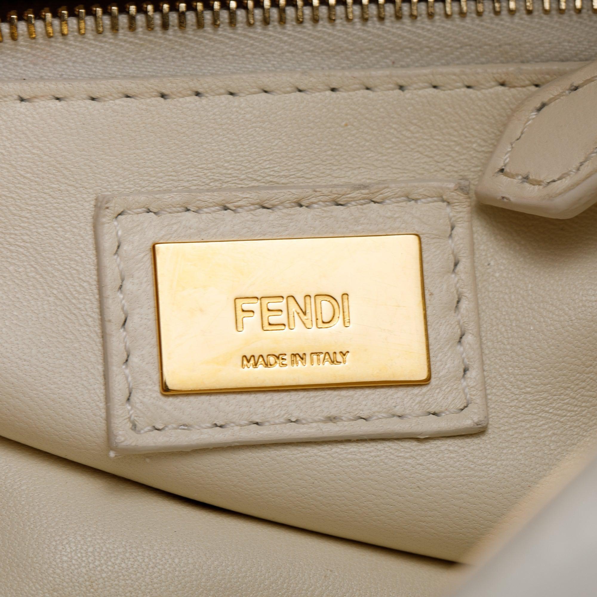 Fendi White Shearling Mini Peekaboo Handle Bag