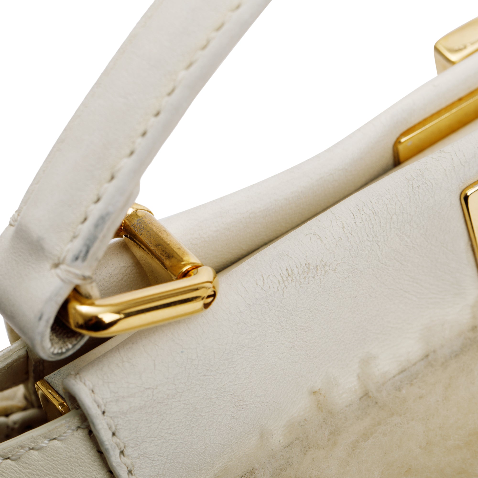 Fendi White Shearling Mini Peekaboo Handle Bag