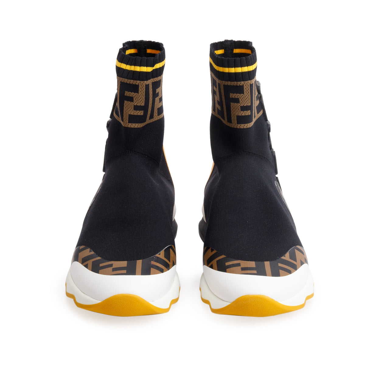 Fendi X Fila Black Multicolor Stretch Knit Calfskin Mania Sock