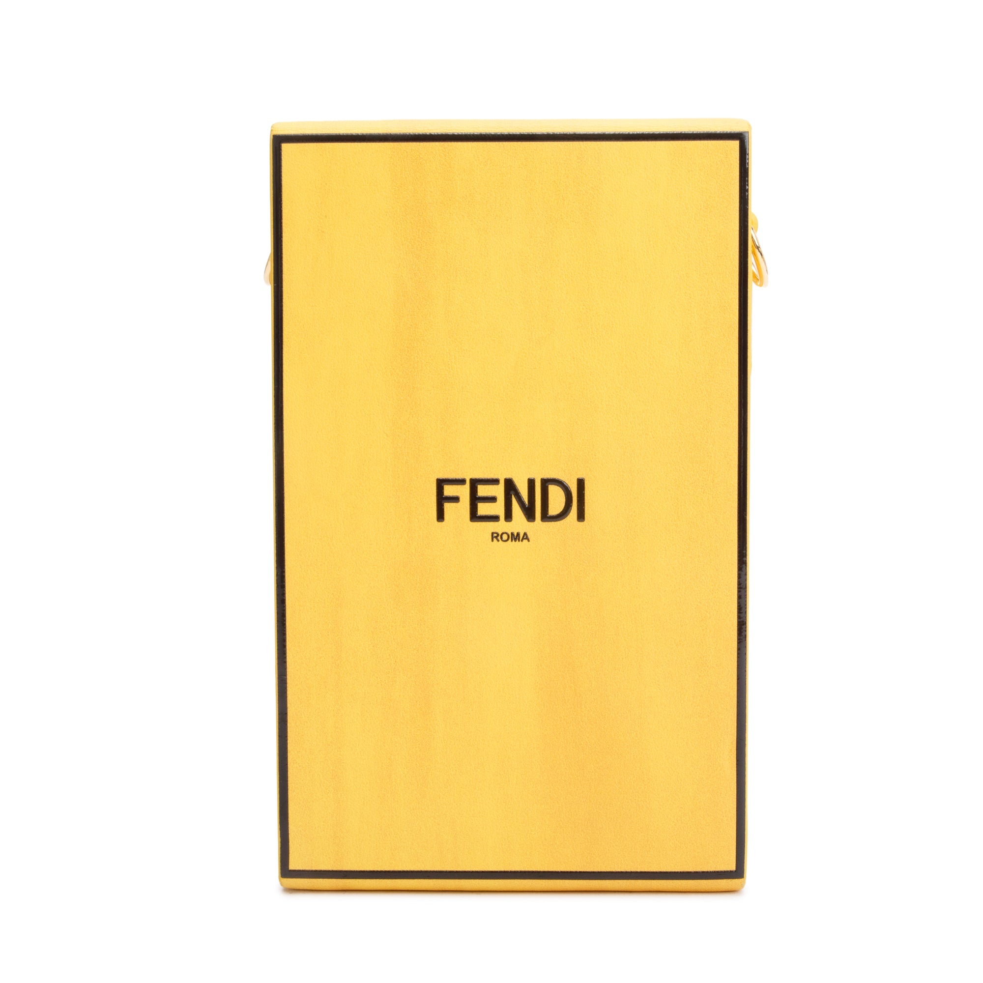 Fendi Yellow Vitello Leather Vertical Box Shoulder Bag w/ Strap