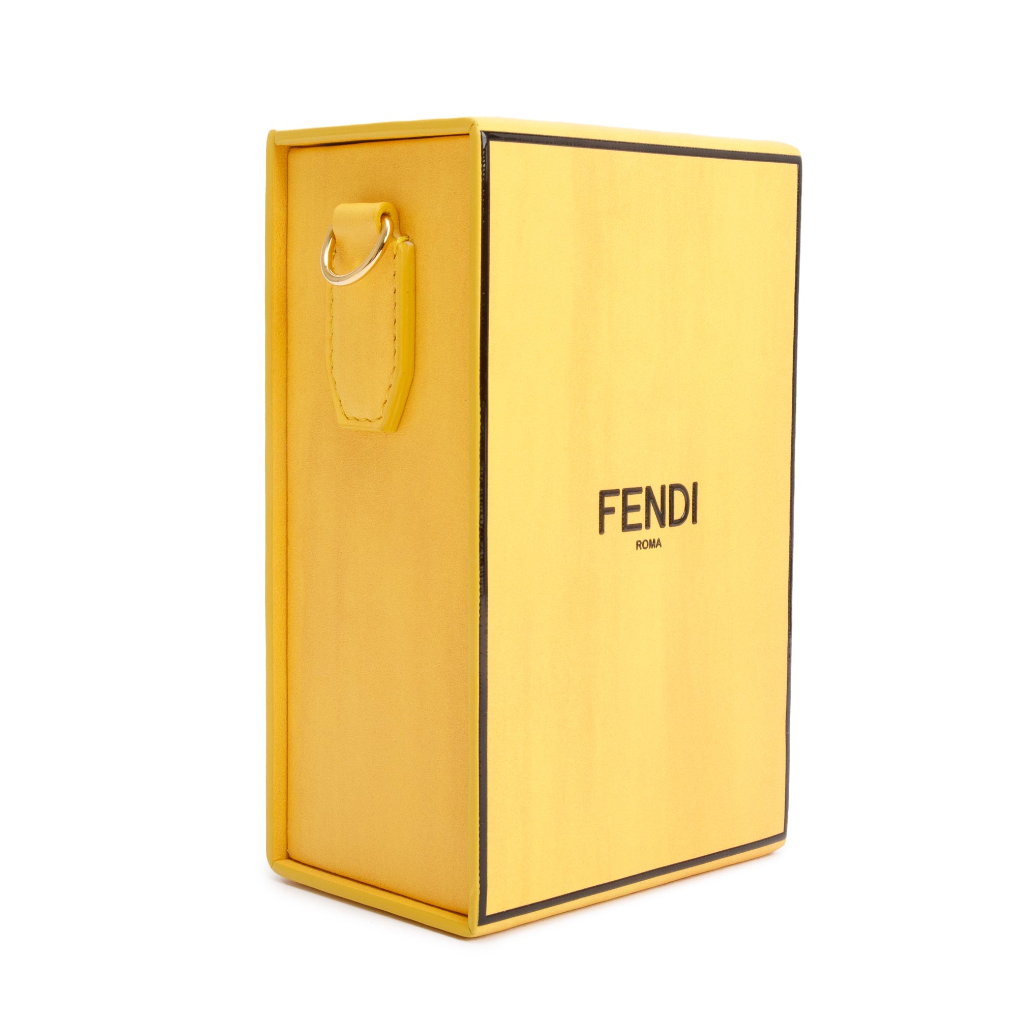 Fendi Yellow Vitello Leather Vertical Box Shoulder Bag w/ Strap