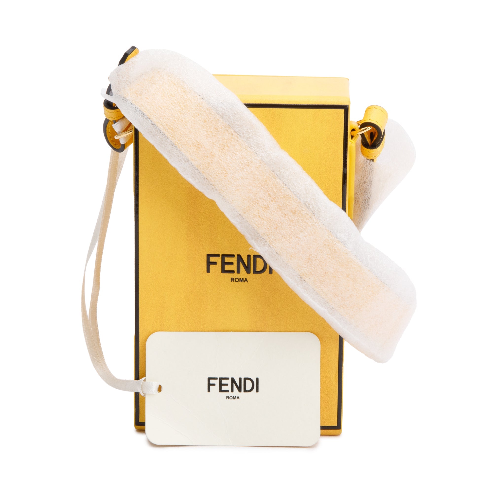 Fendi Yellow Vitello Leather Vertical Box Shoulder Bag w/ Strap