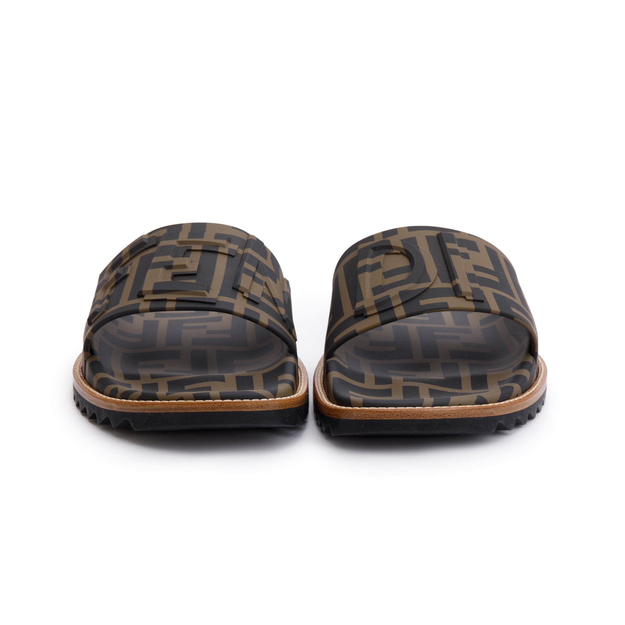 Fendi Zucca FF Logo Rubber Slides, Size 6 w/ Box