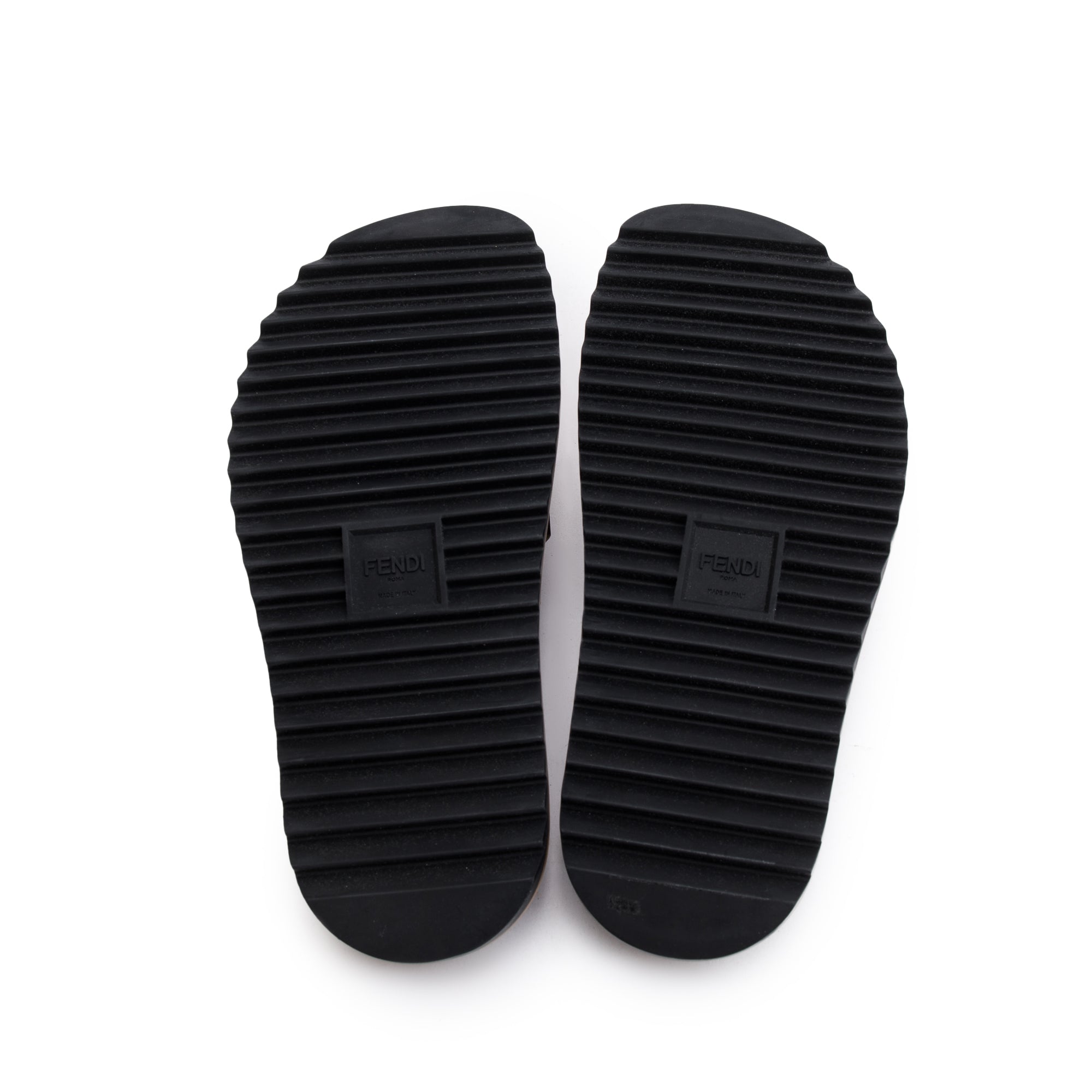 Fendi Zucca FF Logo Rubber Slides, Size 6 w/ Box